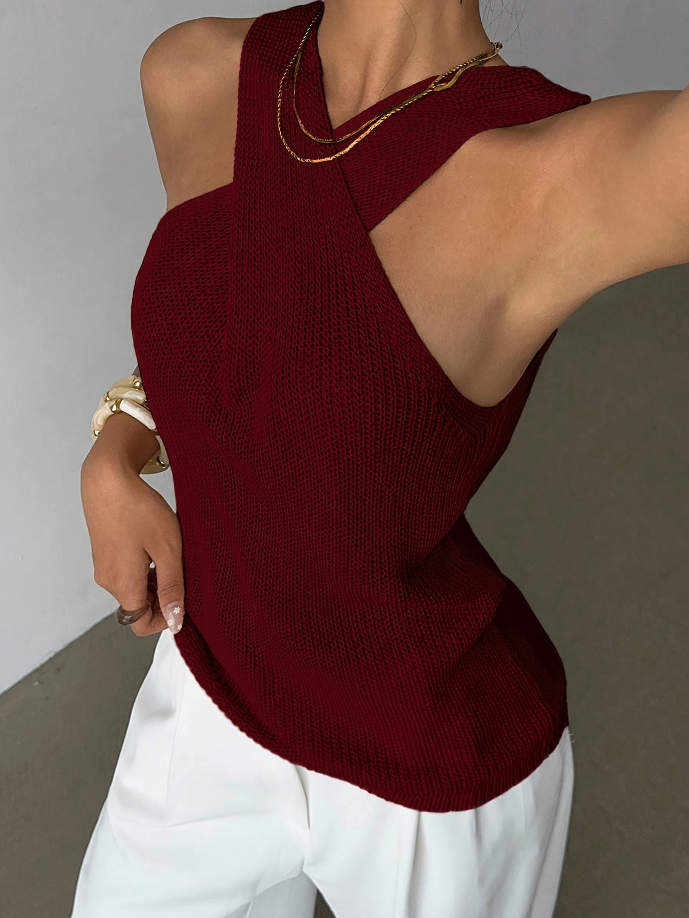 Wrap Halter Knit Vest