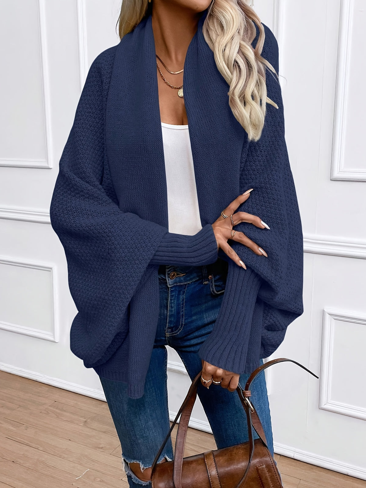 Shawl Collar Batwing Cocoon Cardigan