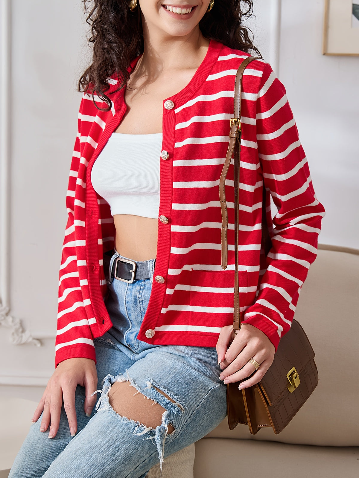 Striped Gold Button Cardigan