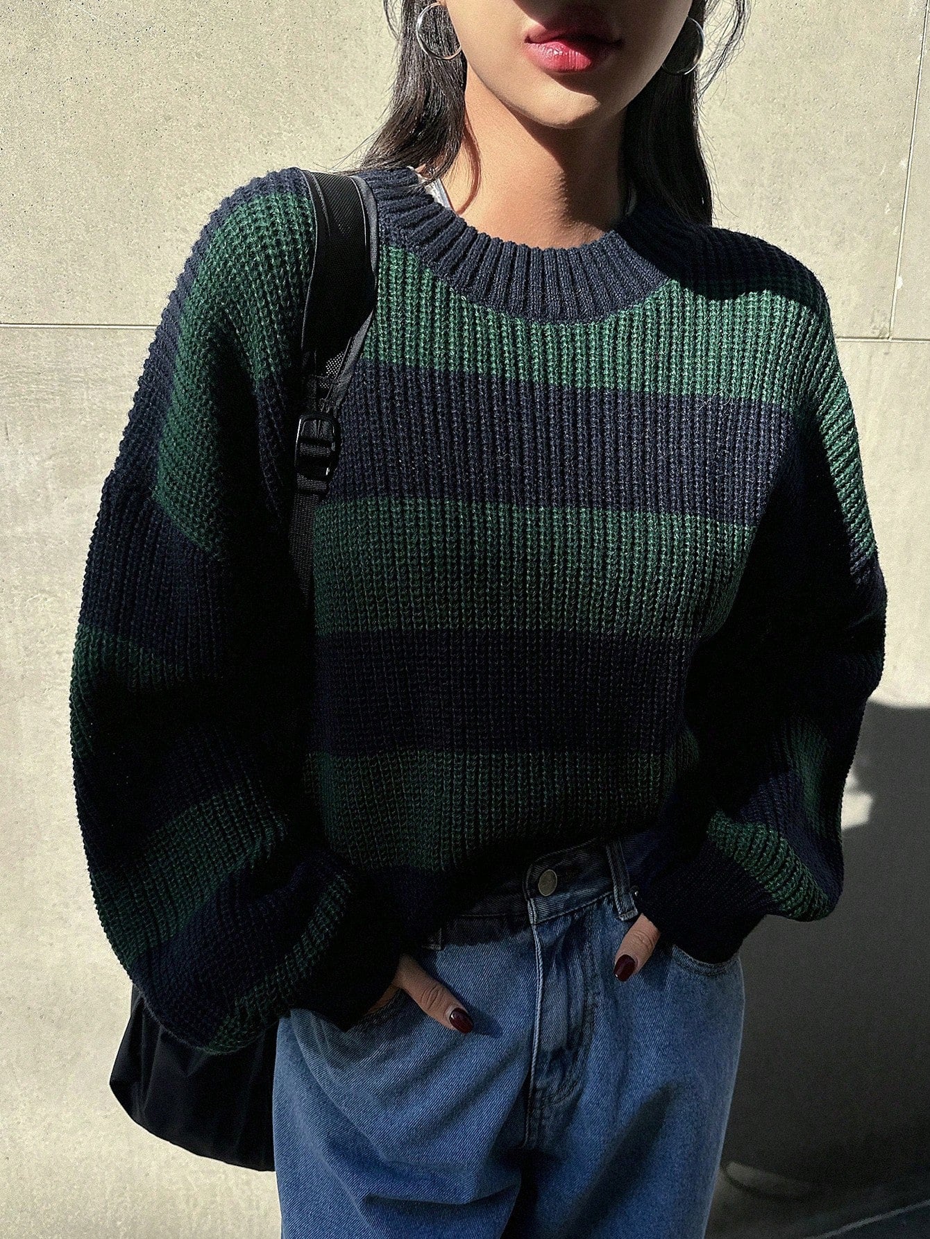 JOYSONS striped cropped knit sweater