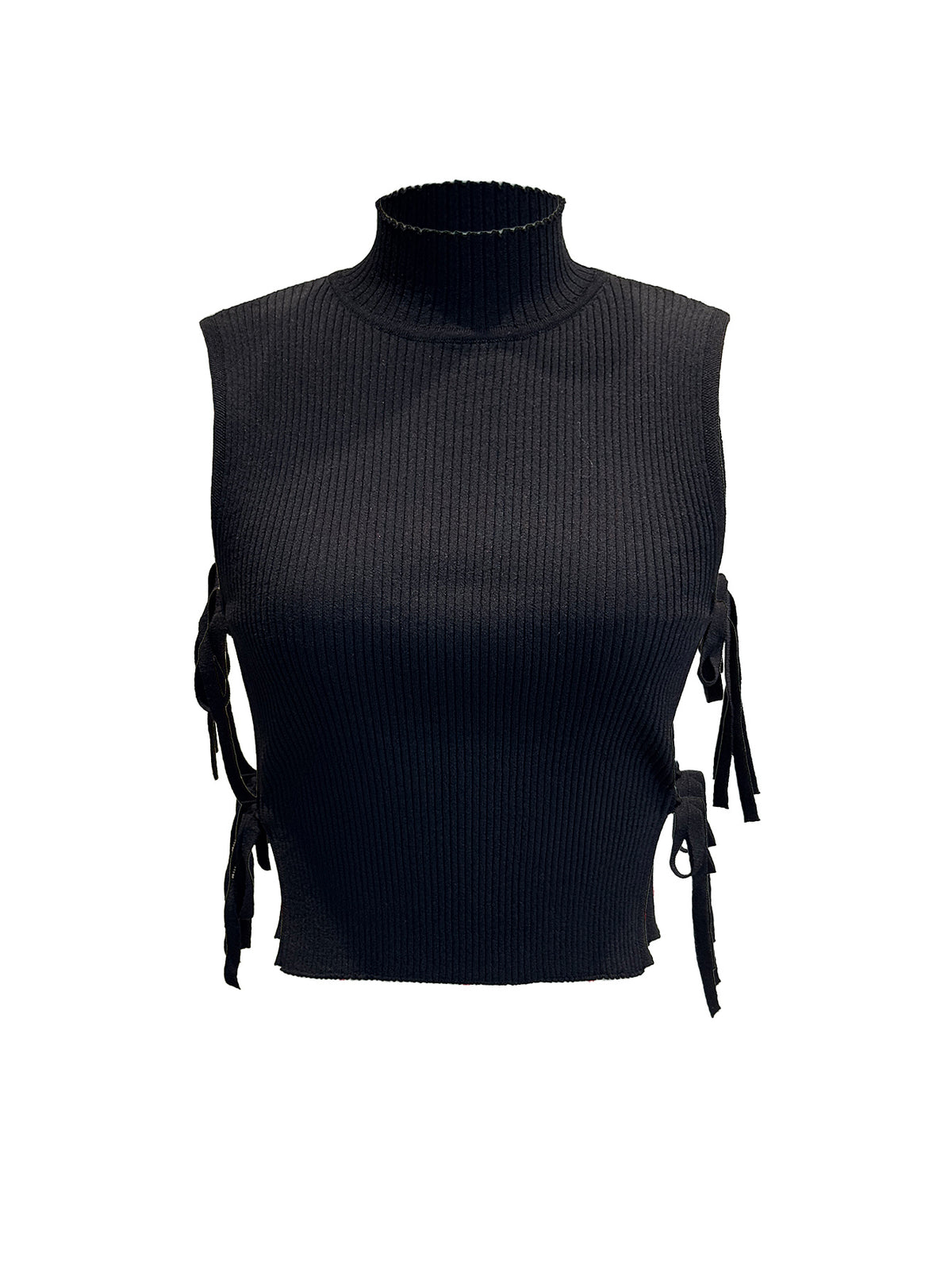 Ribbed Mock Neck Side Tie Tank