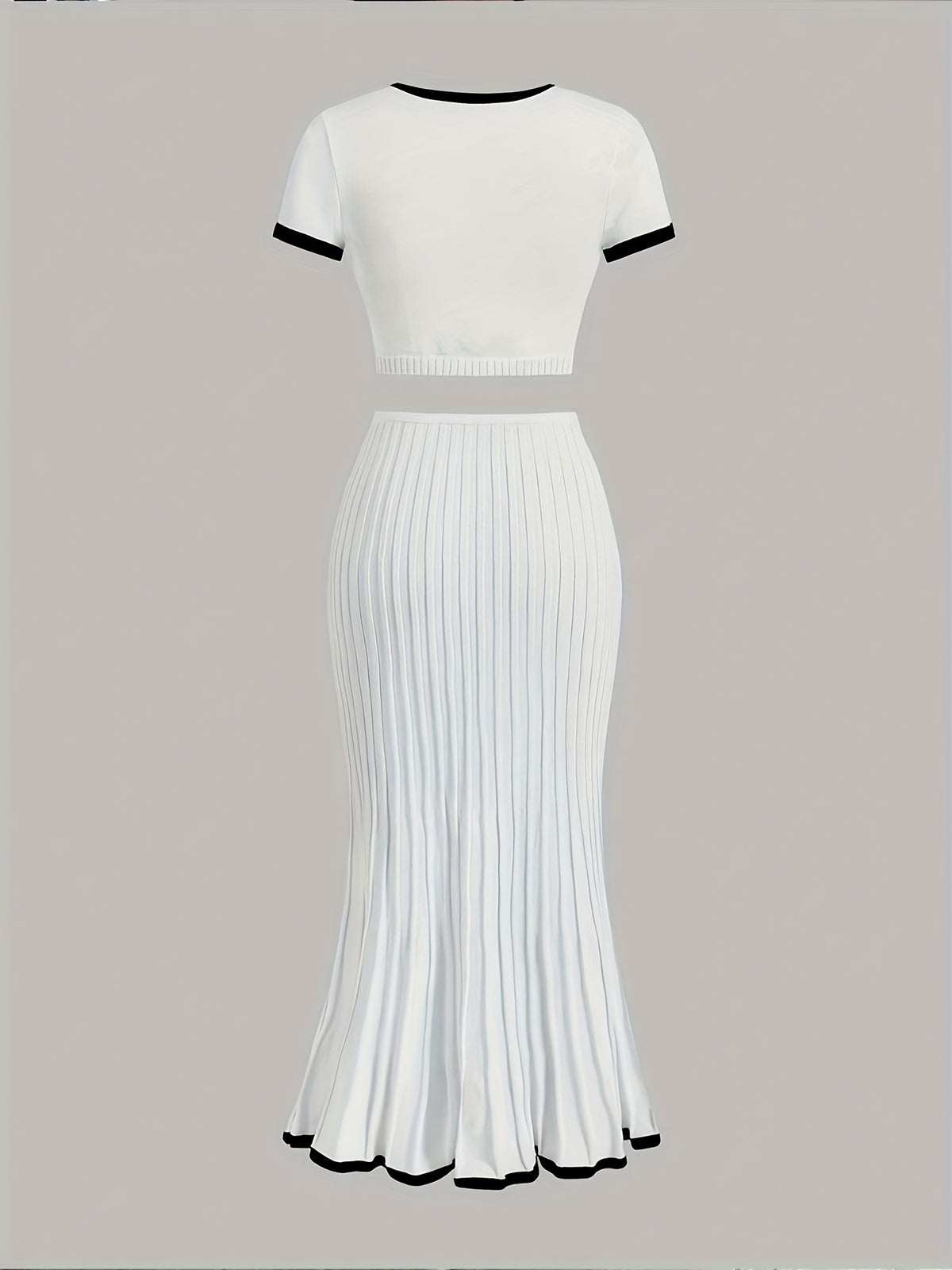 Contrast Trim Top & Midi Skirt Set