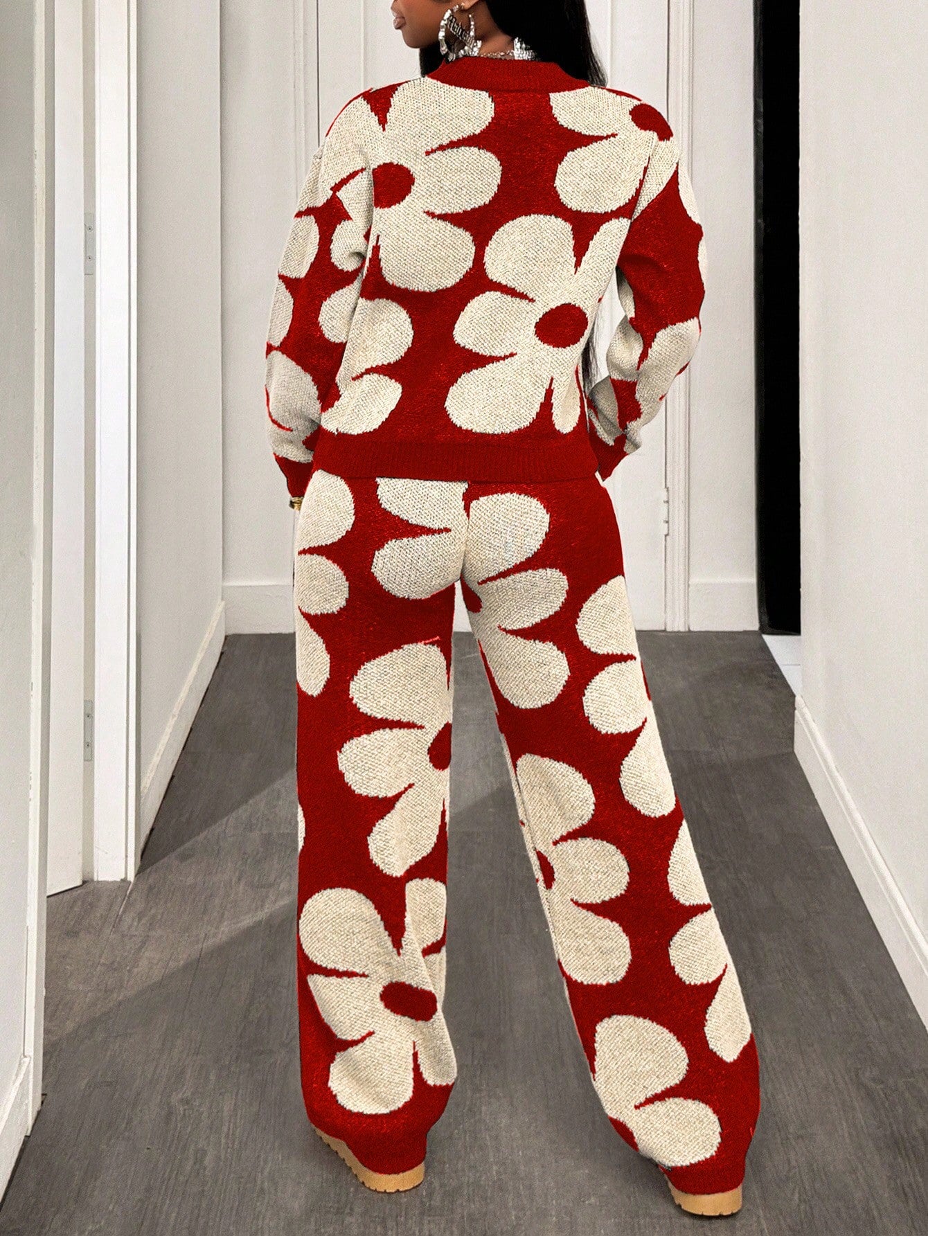 Floral Pants Knit Outfit Set