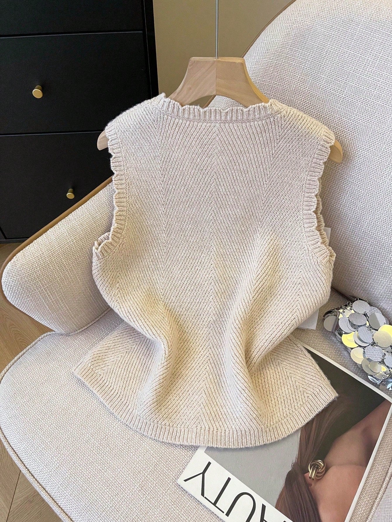 V Neck Sleeveless Knit Vest