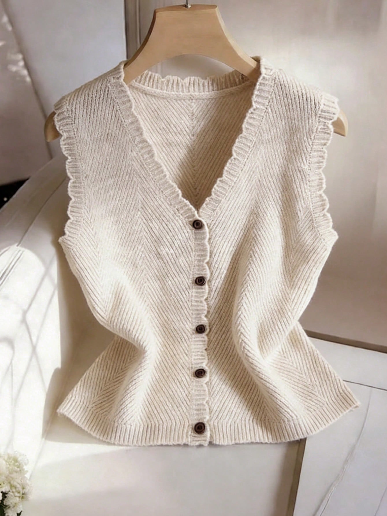 V Neck Sleeveless Knit Vest