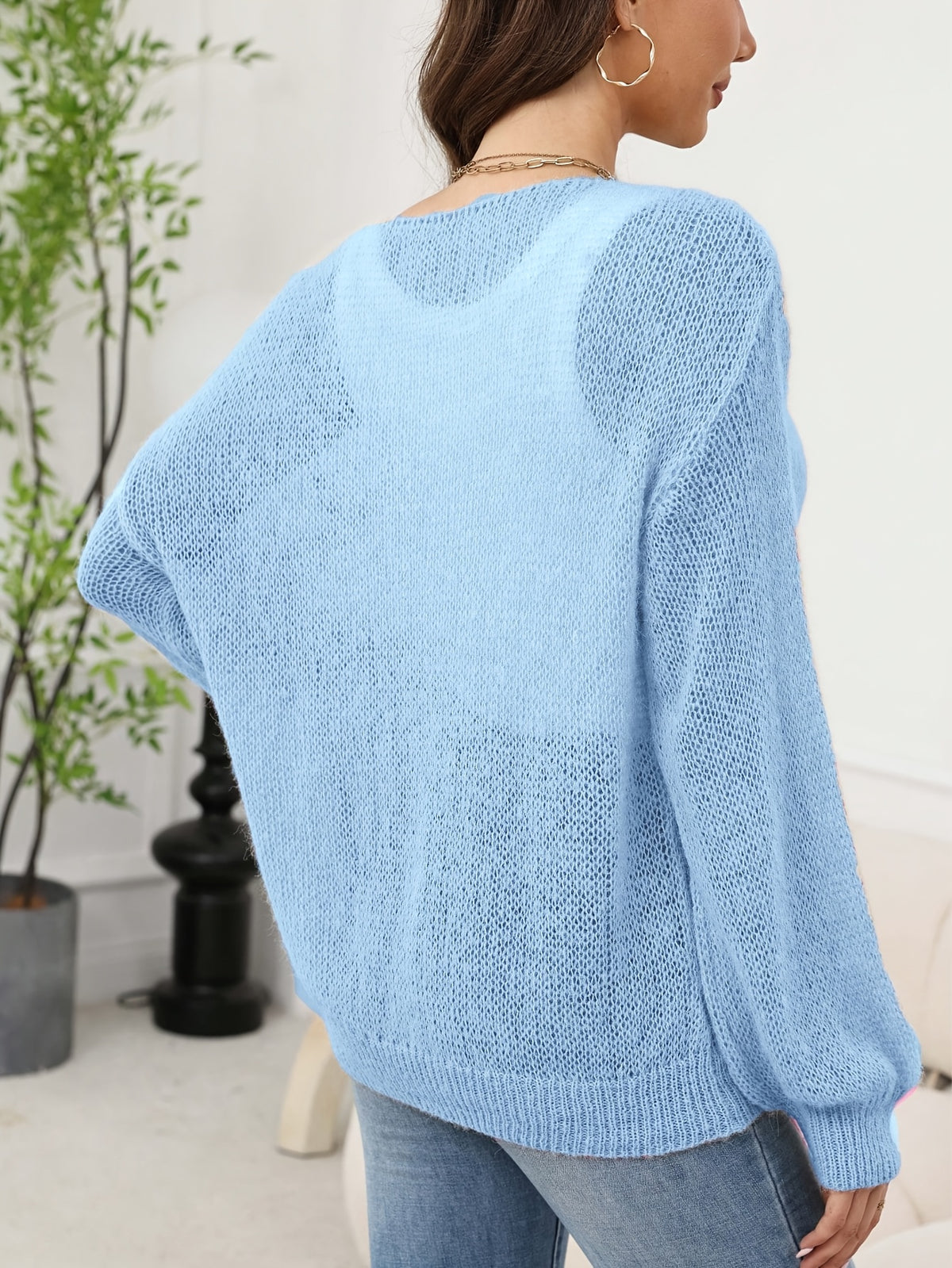 Sheer Boat Neck Relaxed Sweater