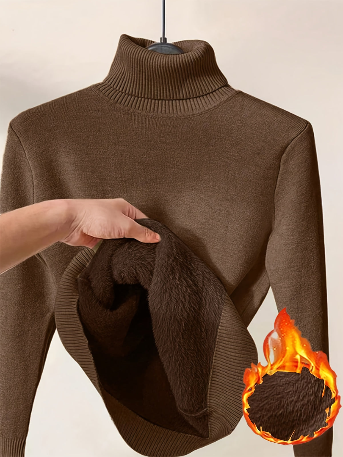 Plush Lined Turtleneck Sweater