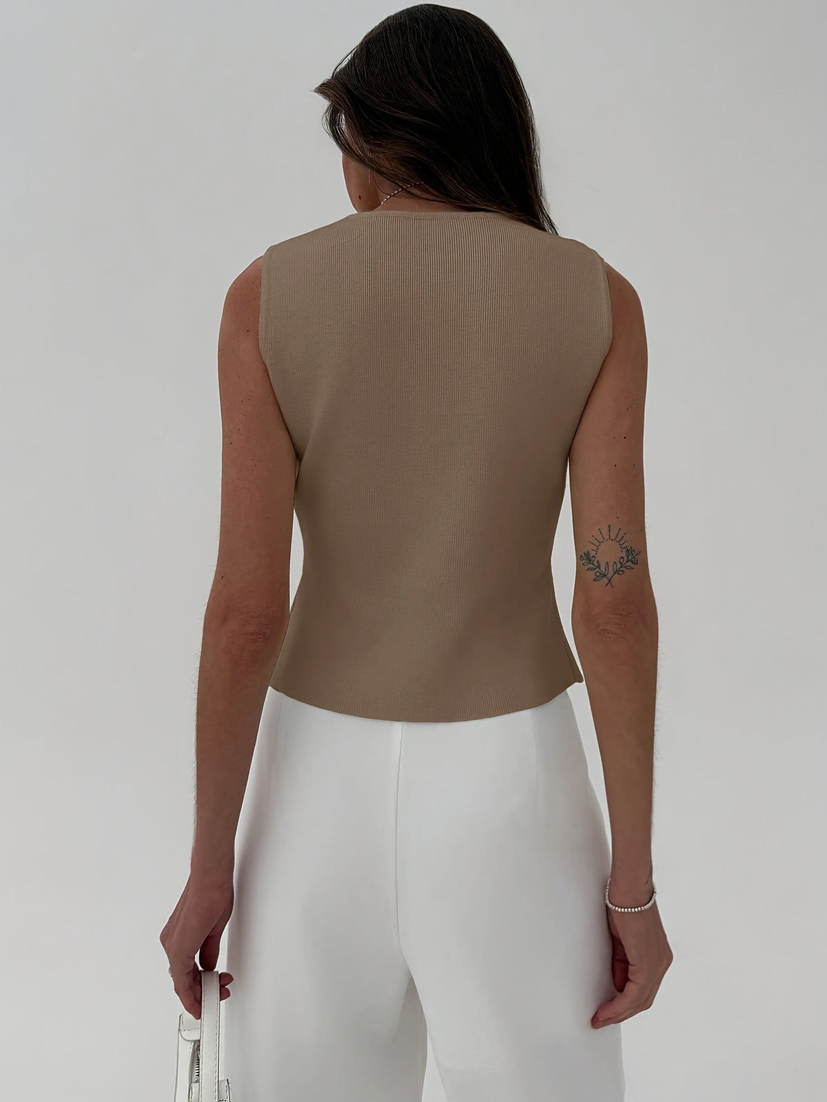 Gold Button V-Neck Sweater Vest