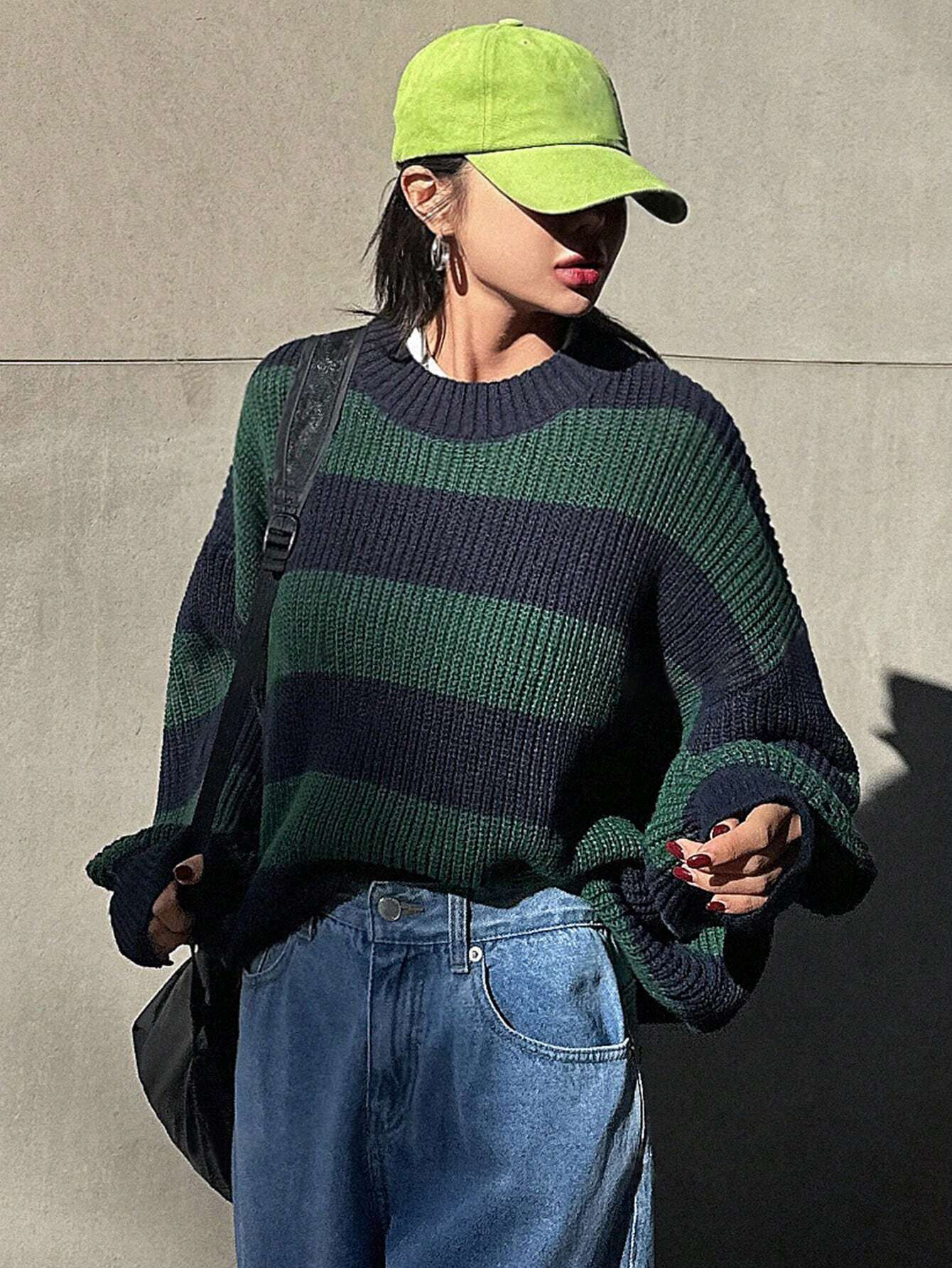 JOYSONS striped cropped knit sweater
