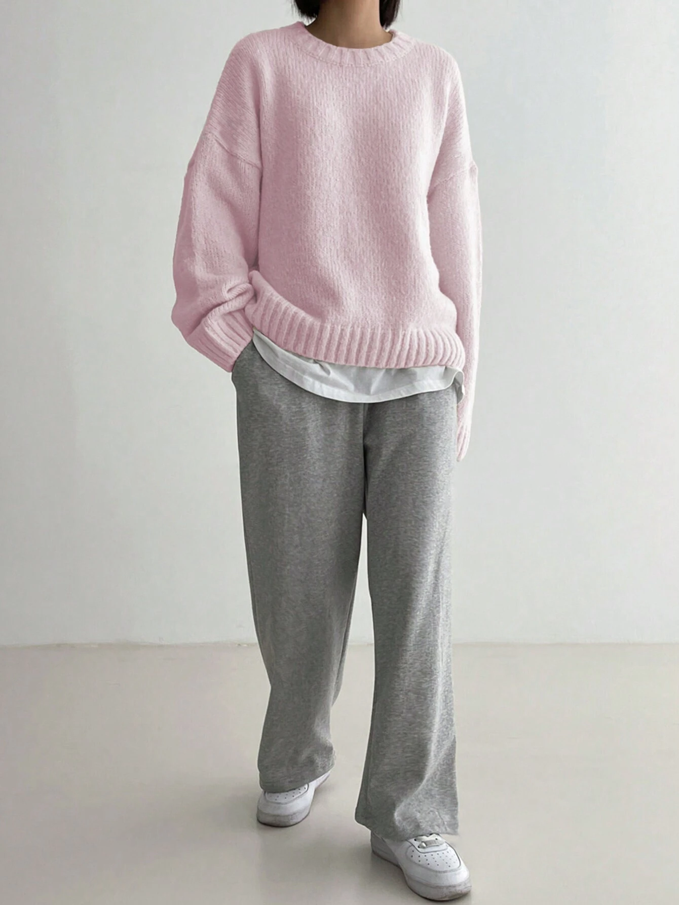 JOYSONS oversized drop-shoulder crew neck sweater