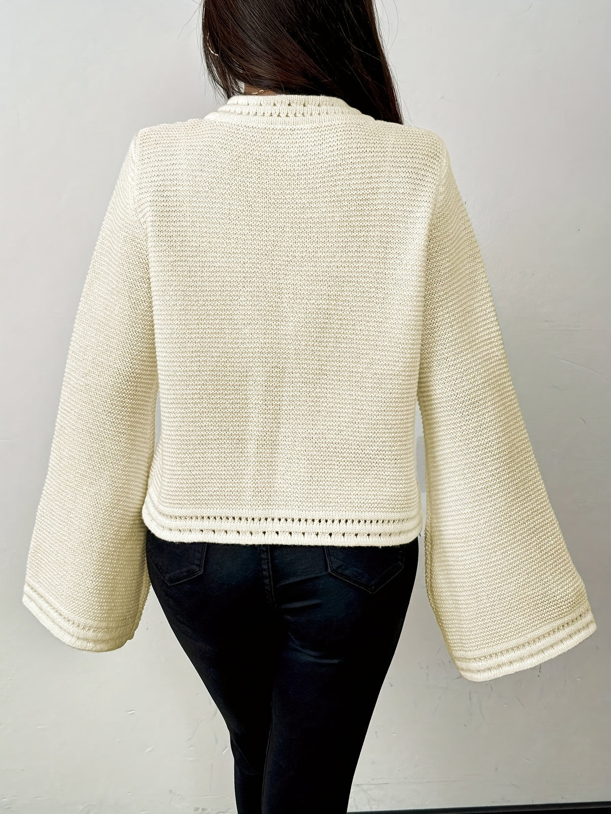 Tie Front Bell Sleeve Cardigan
