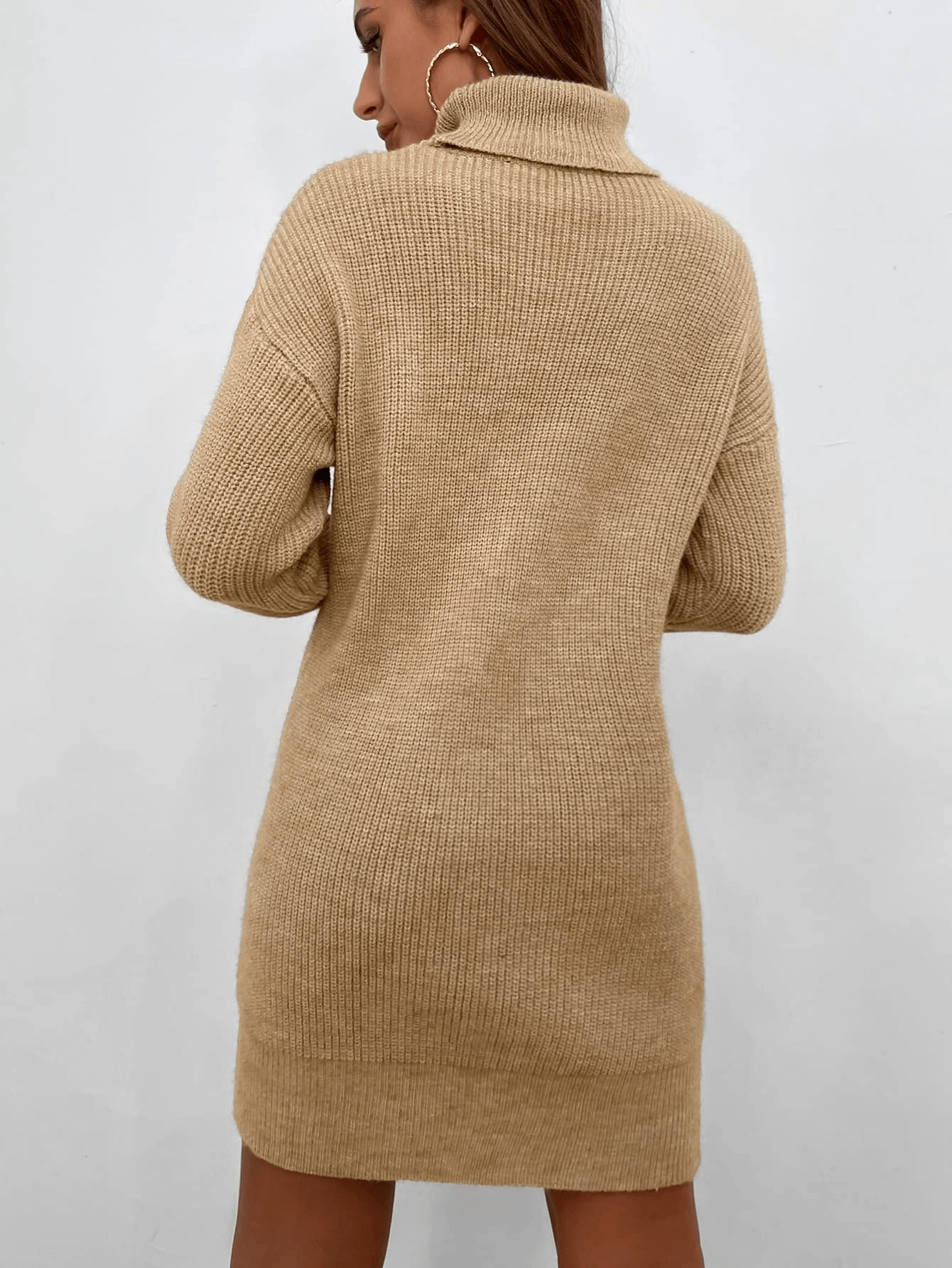 JOYSONS ribbed turtleneck mini sweater dress