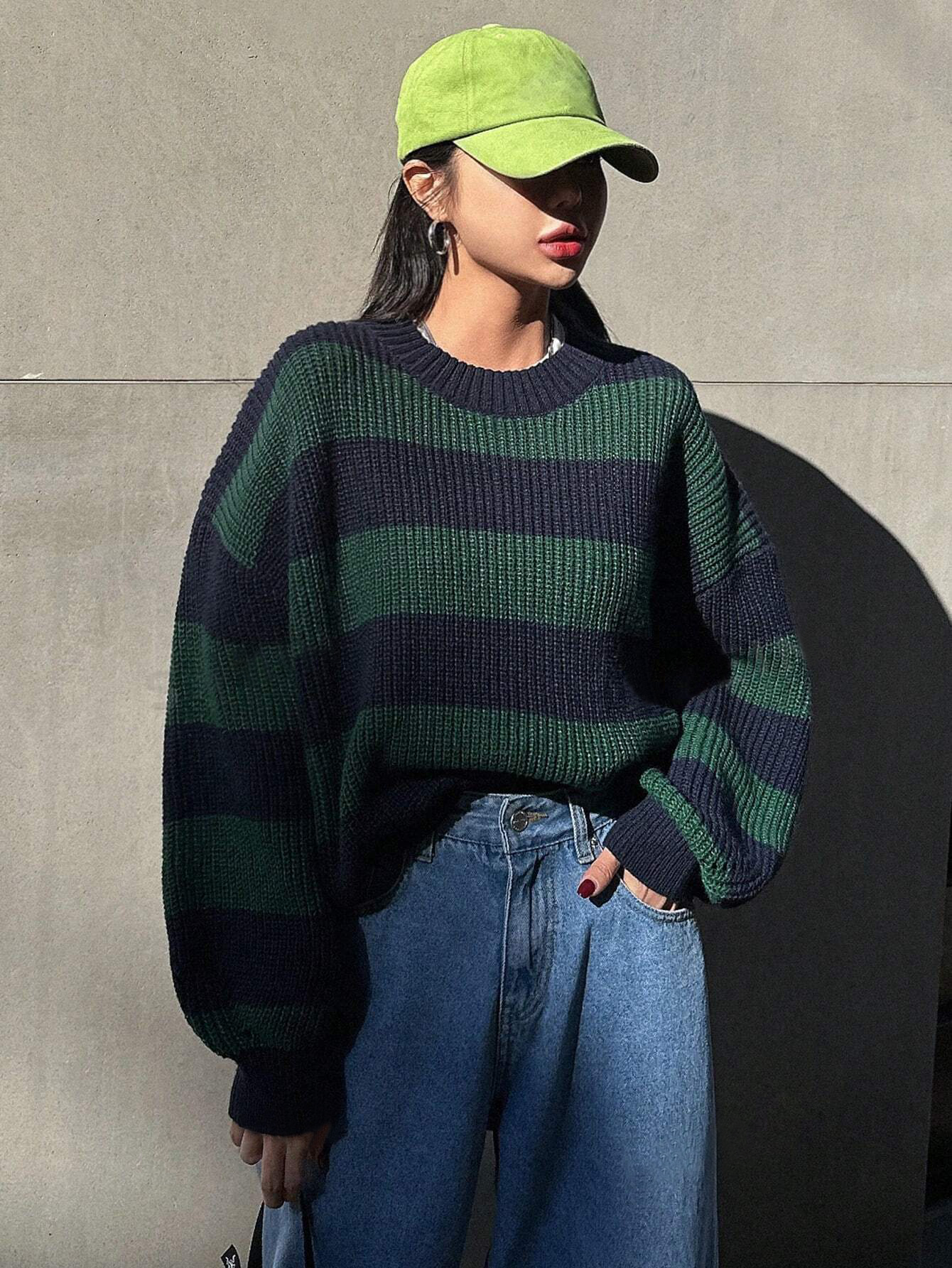 JOYSONS striped cropped knit sweater