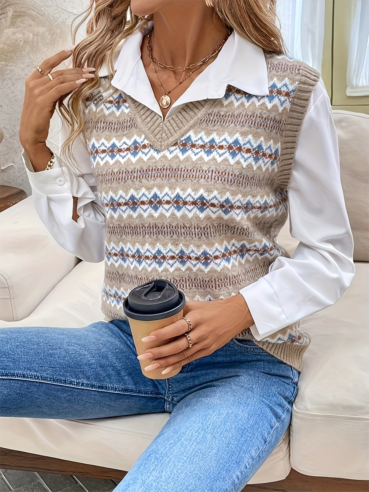 Fair Isle V-Neck Sweater Vest