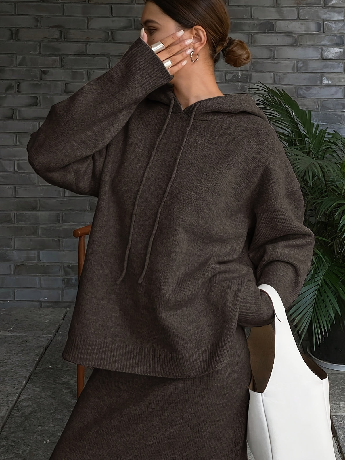Hooded Sweater & Maxi Skirt Set