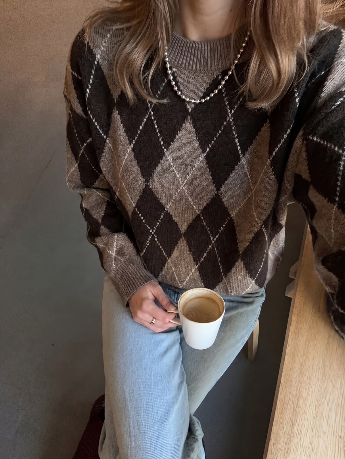 Argyle Crew Neck Sweater