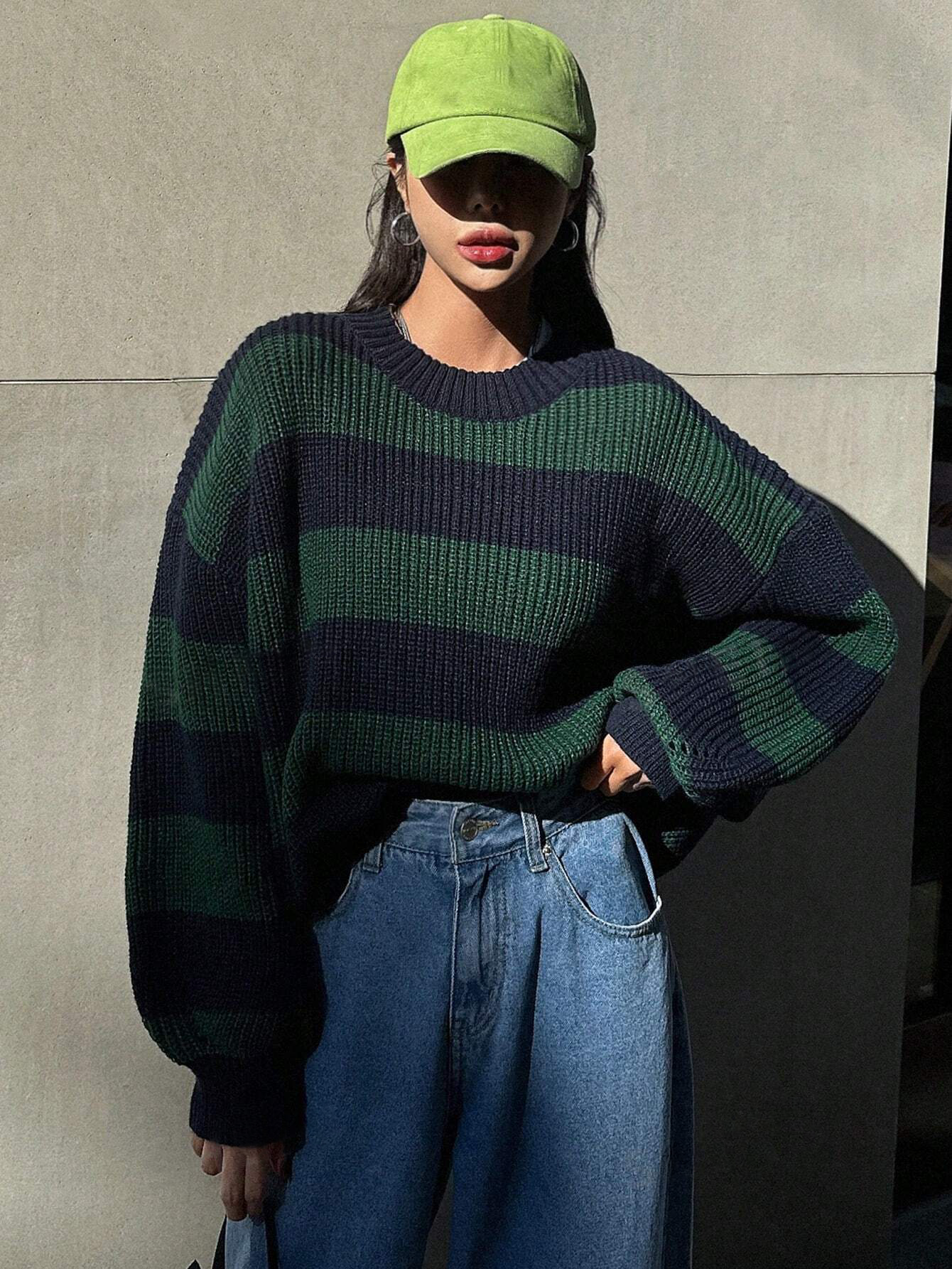 JOYSONS striped cropped knit sweater