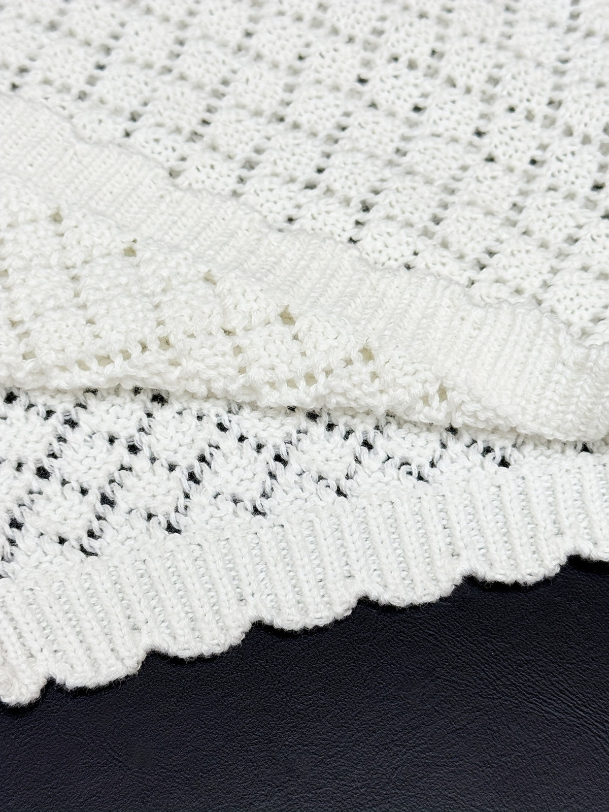 Pointelle Short Sleeve Cropped Cardigan