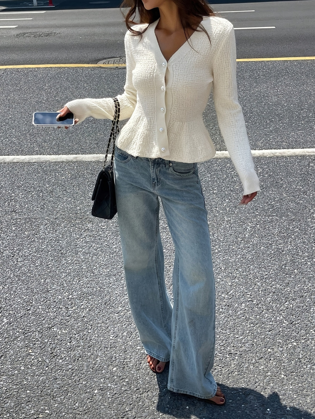 Pearl Button Peplum Cardigan