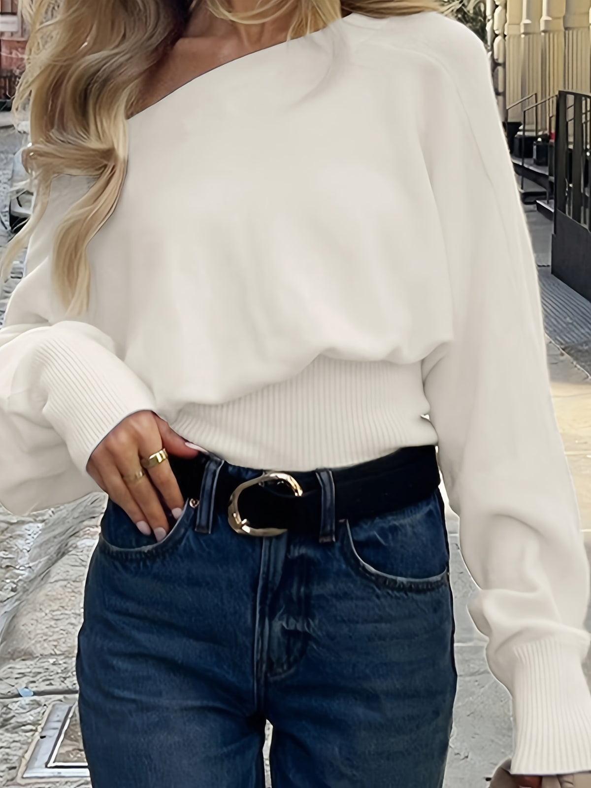 Off Shoulder Dolman Sleeve Sweater