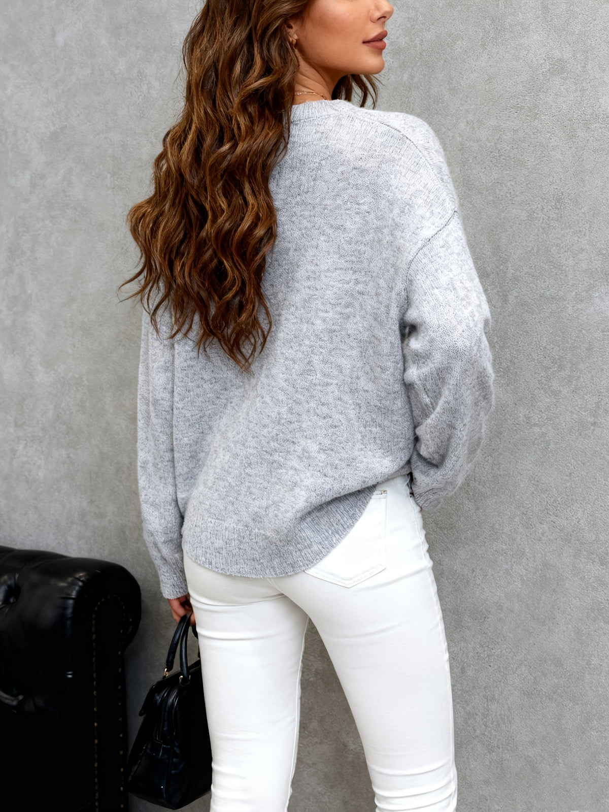 Relaxed Drop Shoulder Pullover Sweater