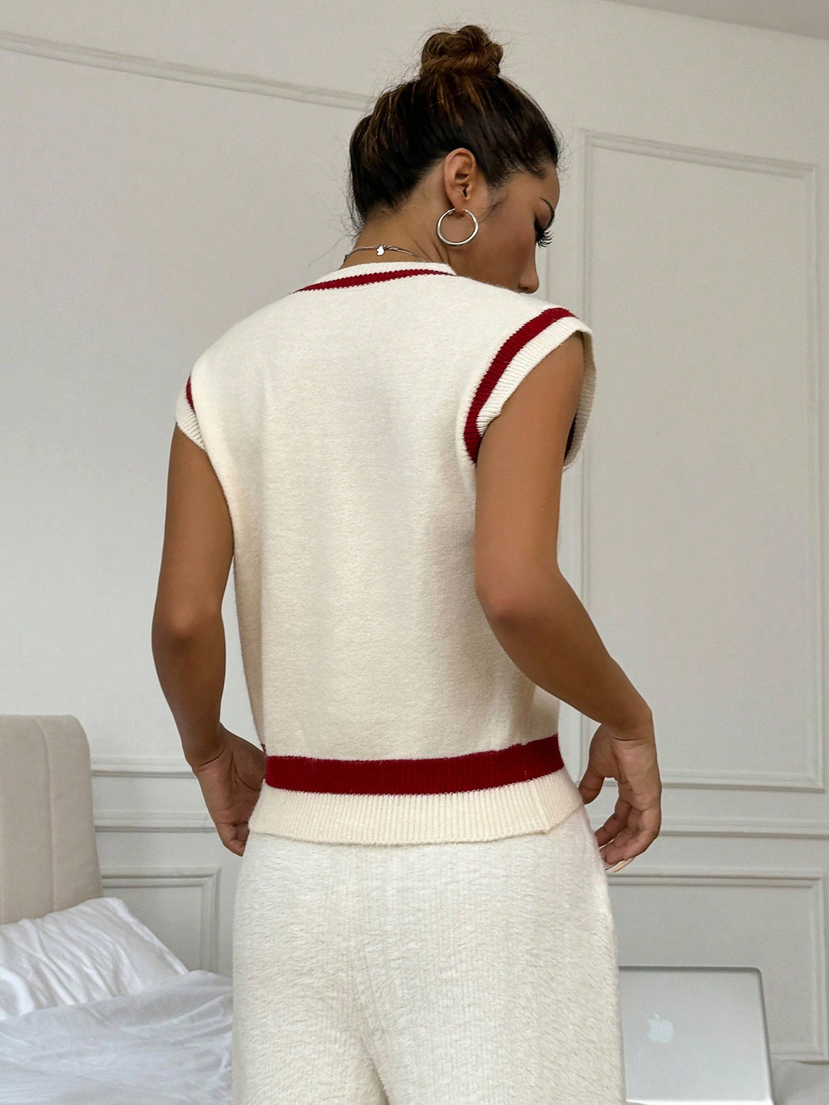 Cherry Bow Intarsia Knit Tank