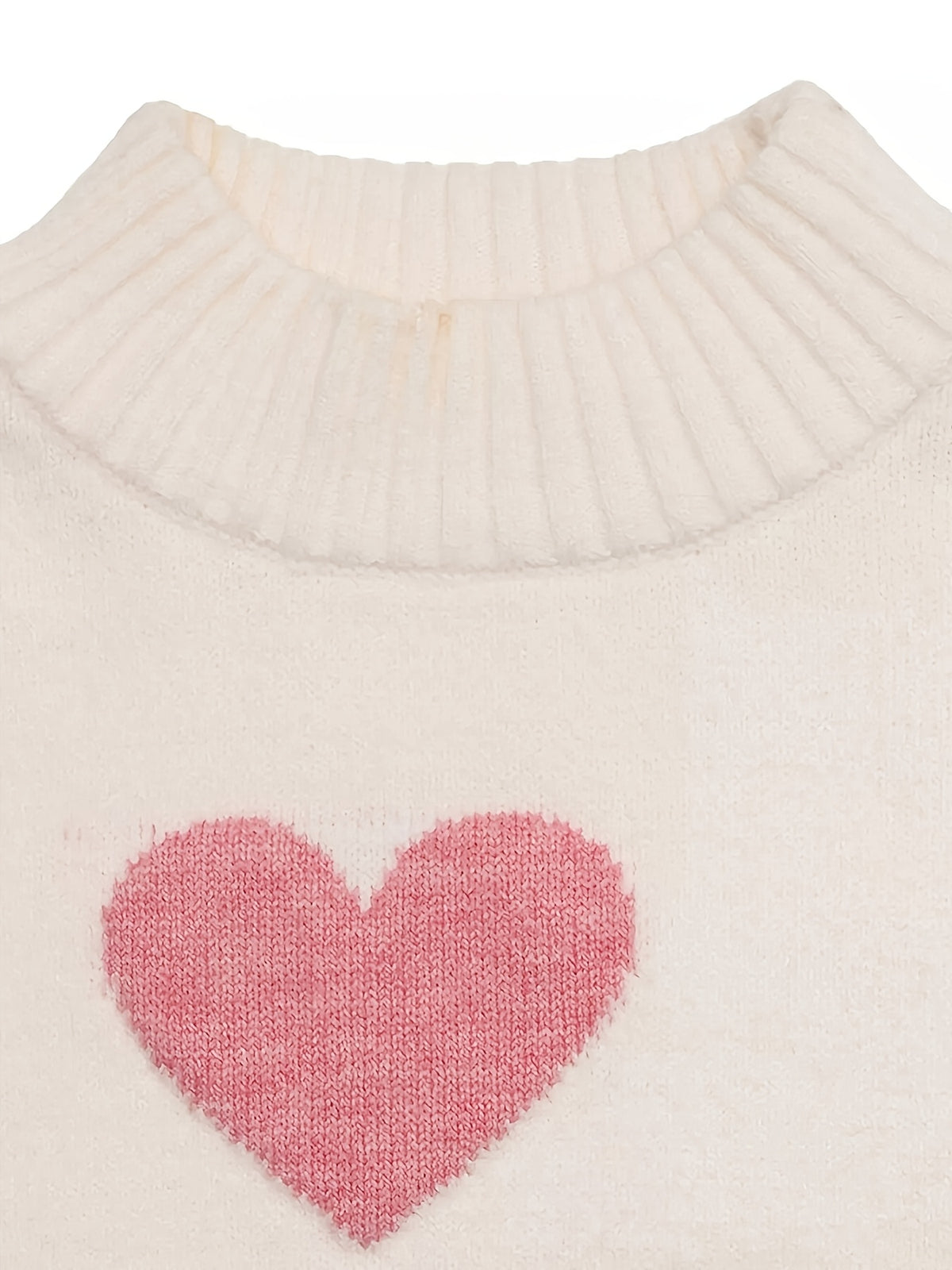 Heart Pattern Mock Neck Sweater