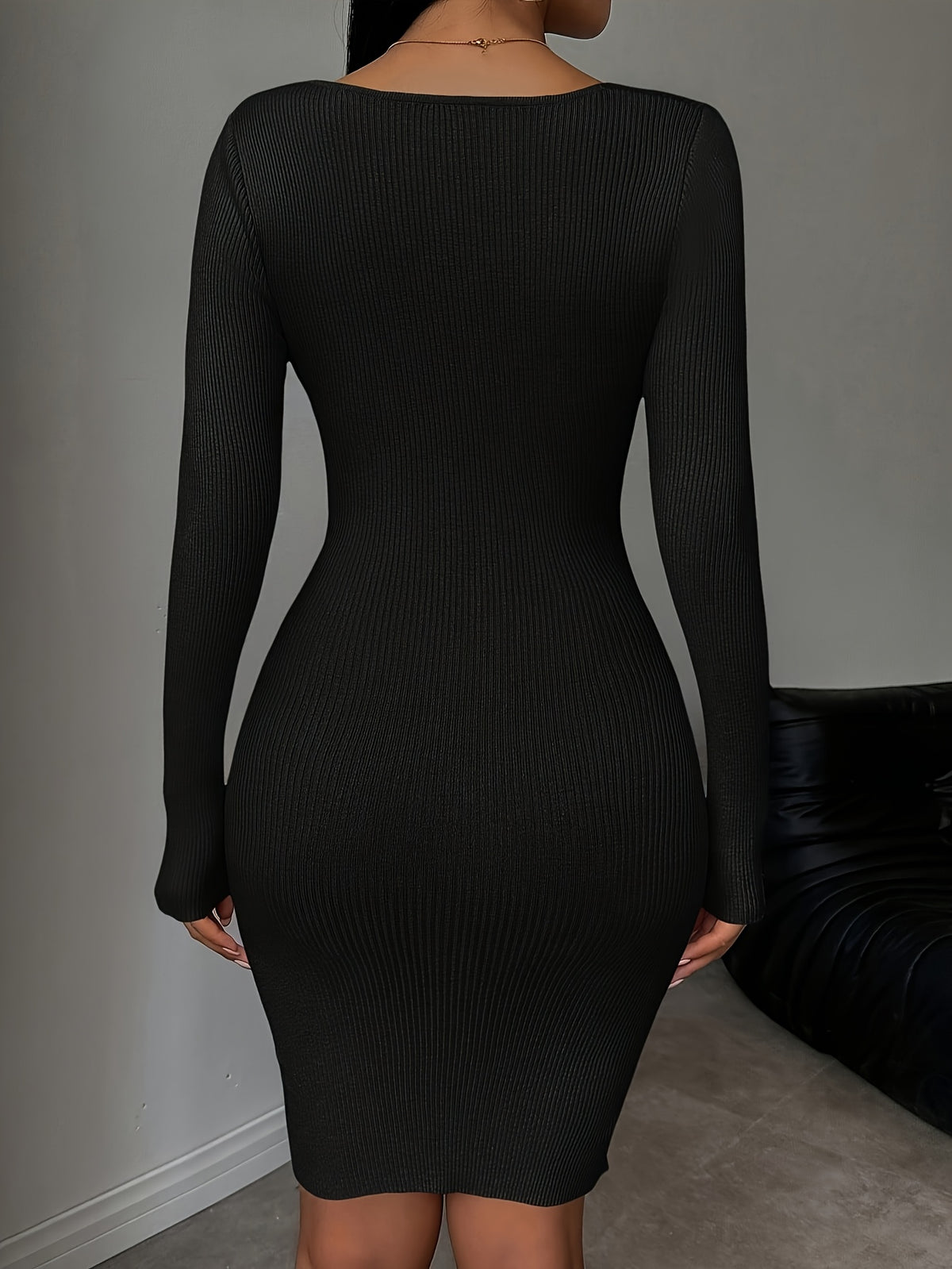 Ruched Wrap Front Knit Mini Dress