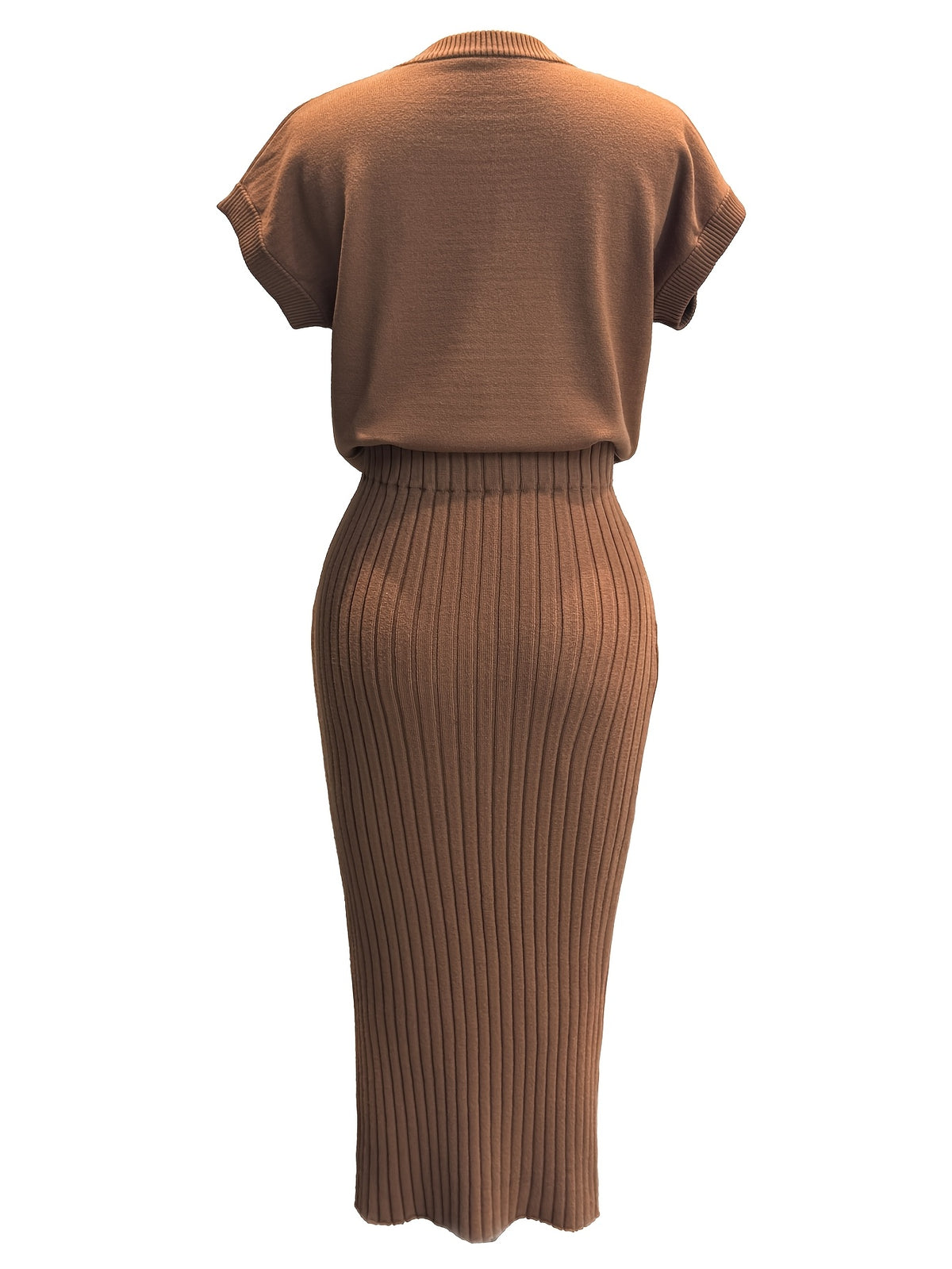Ribbed Cap Sleeve Top & Midi Skirt Set