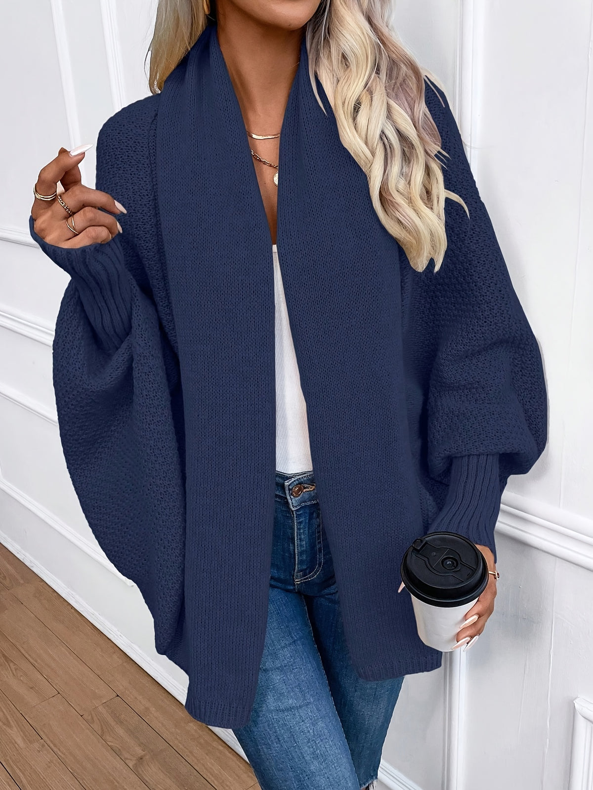 Shawl Collar Batwing Cocoon Cardigan