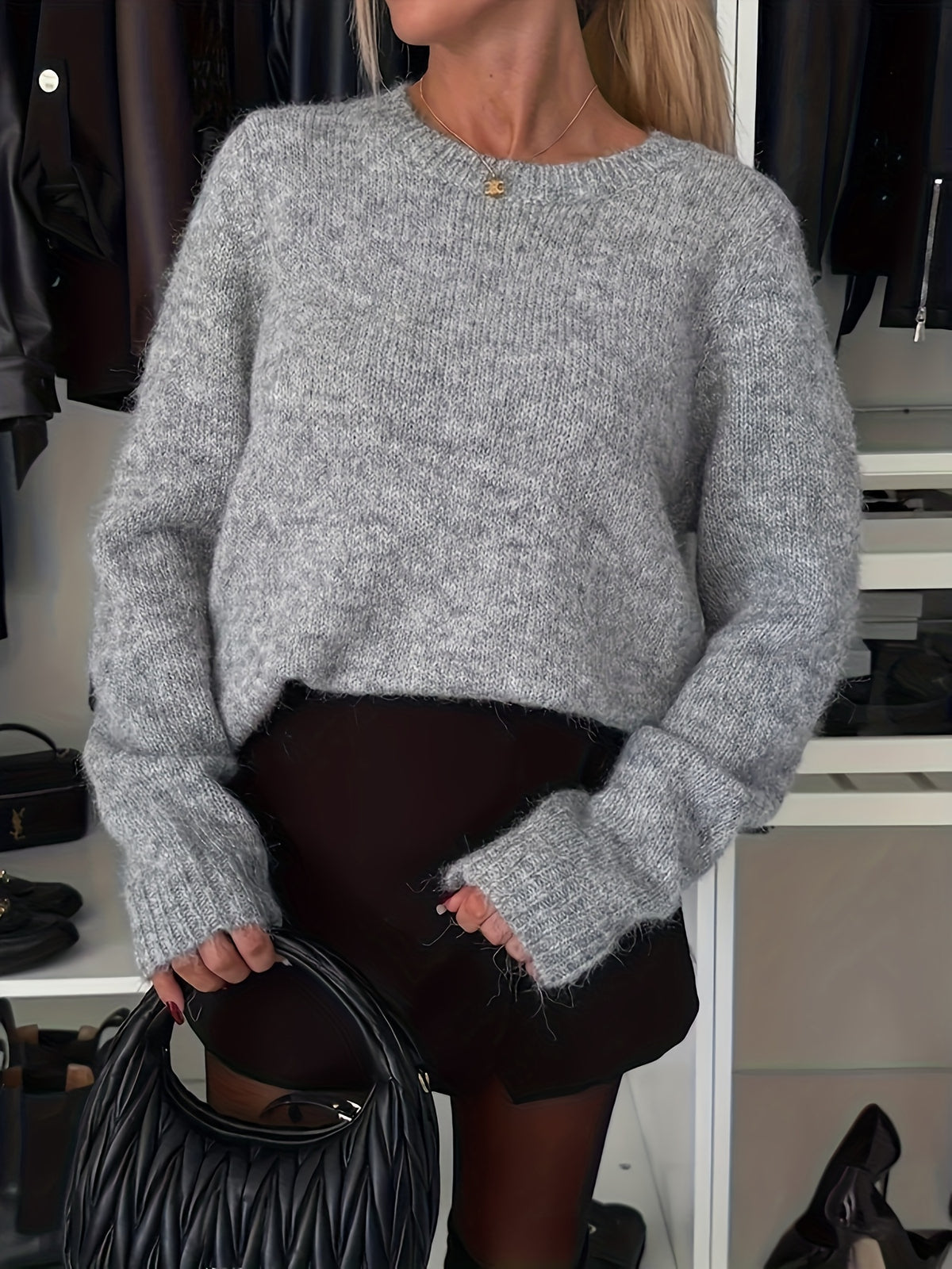 Bow Back Crew Neck Sweater