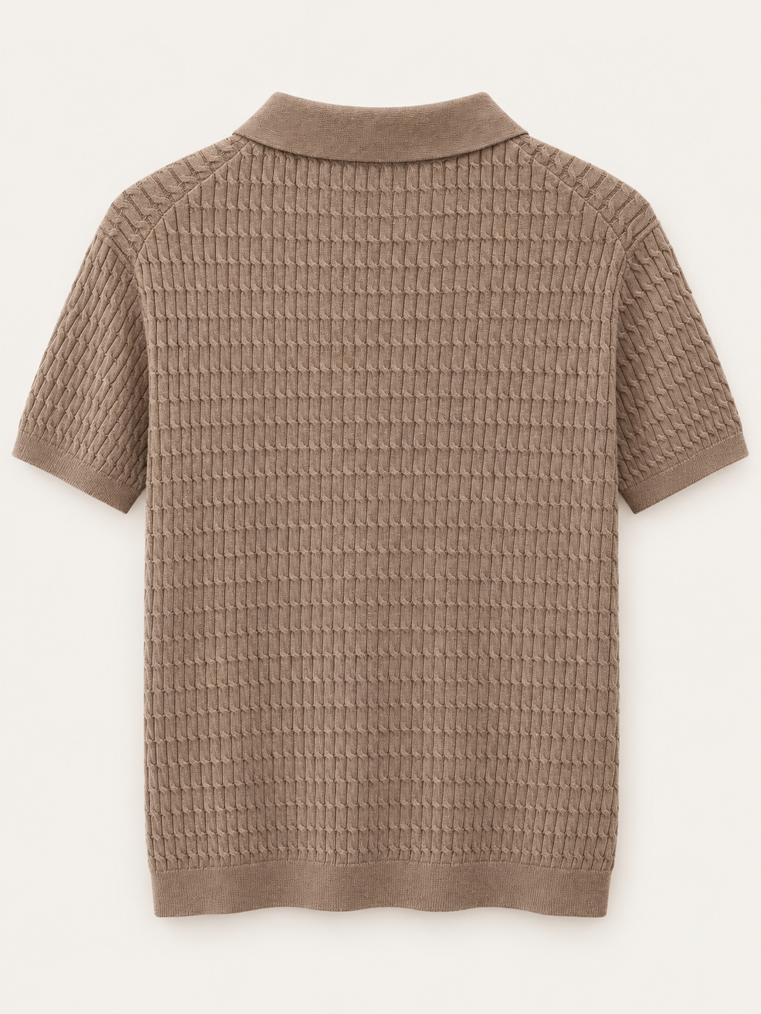 Light Brown cotton-cashmere textured polo back