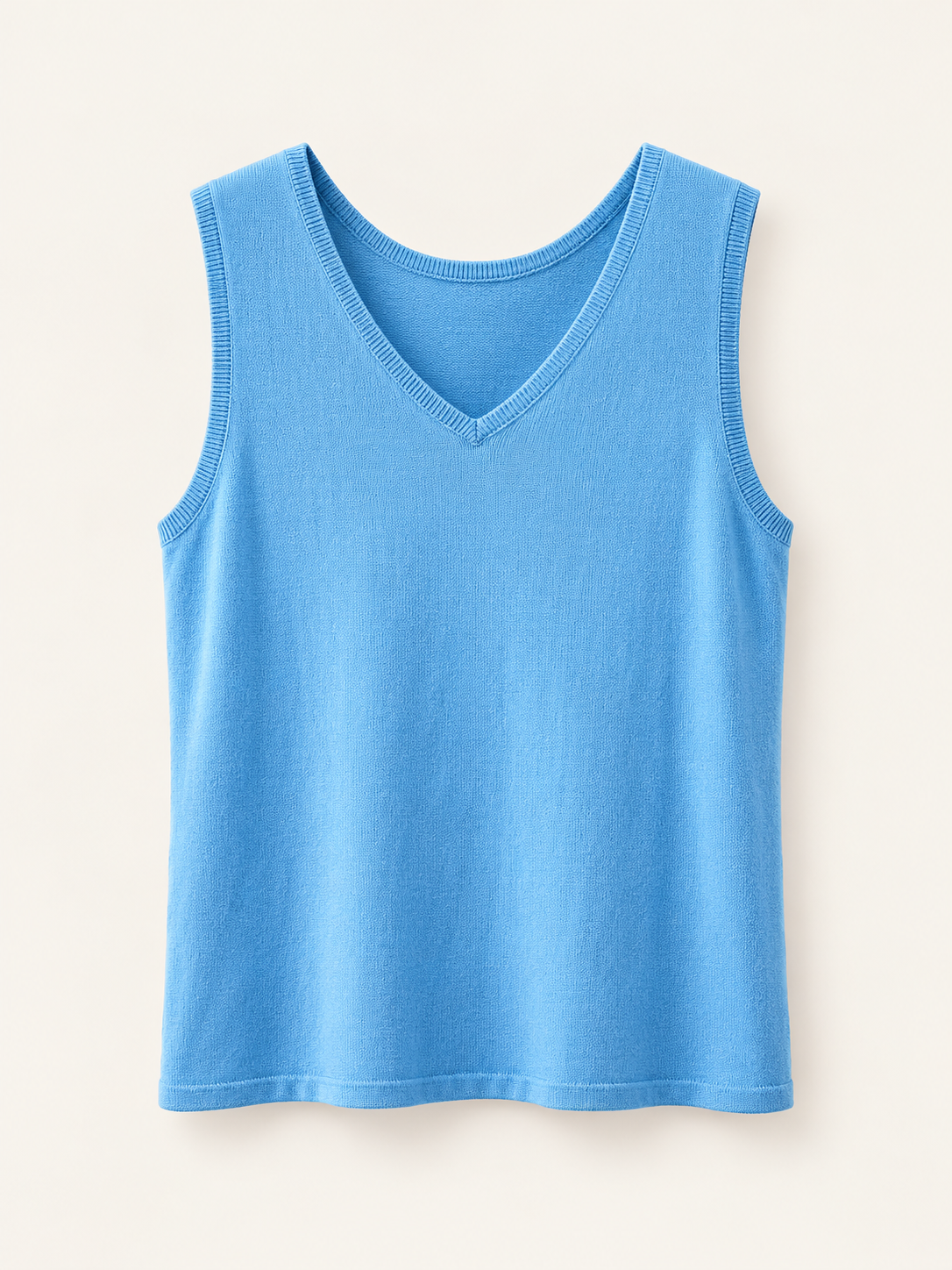 Sky Blue cotton-cashmere v-neck tank front