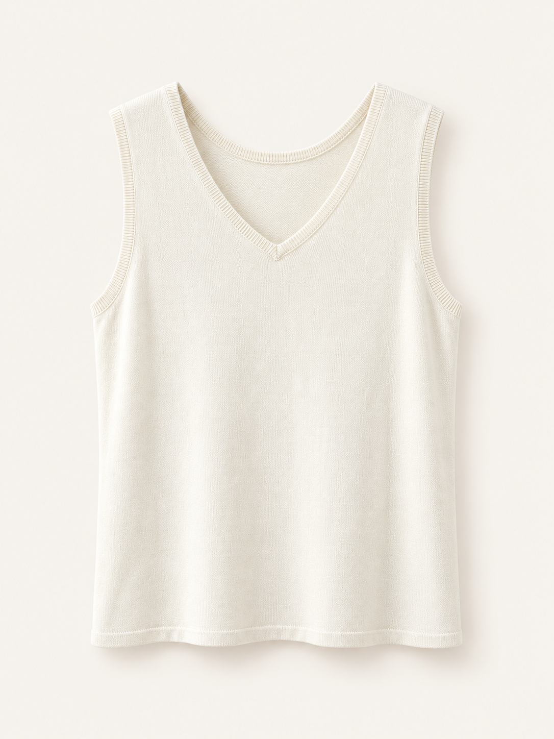 Natural White cotton-cashmere v-neck tank front