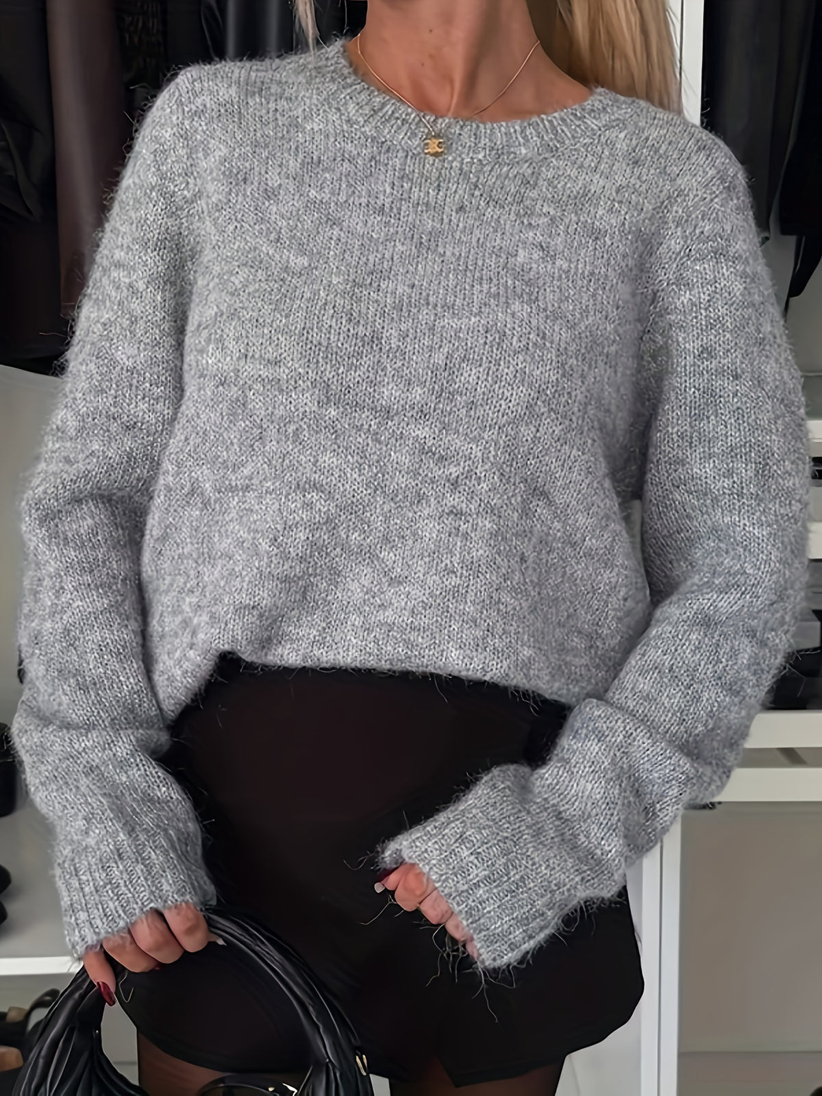 Bow Back Crew Neck Sweater
