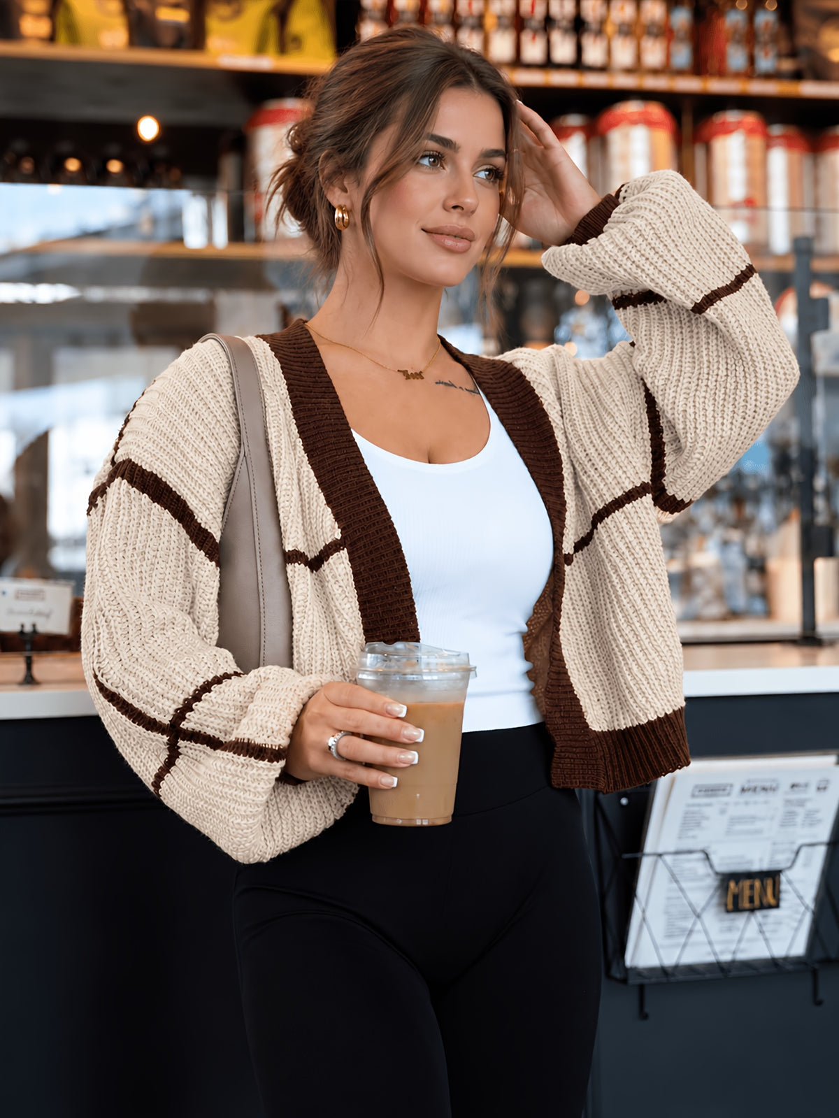Contrast Stripe Chunky Cardigan