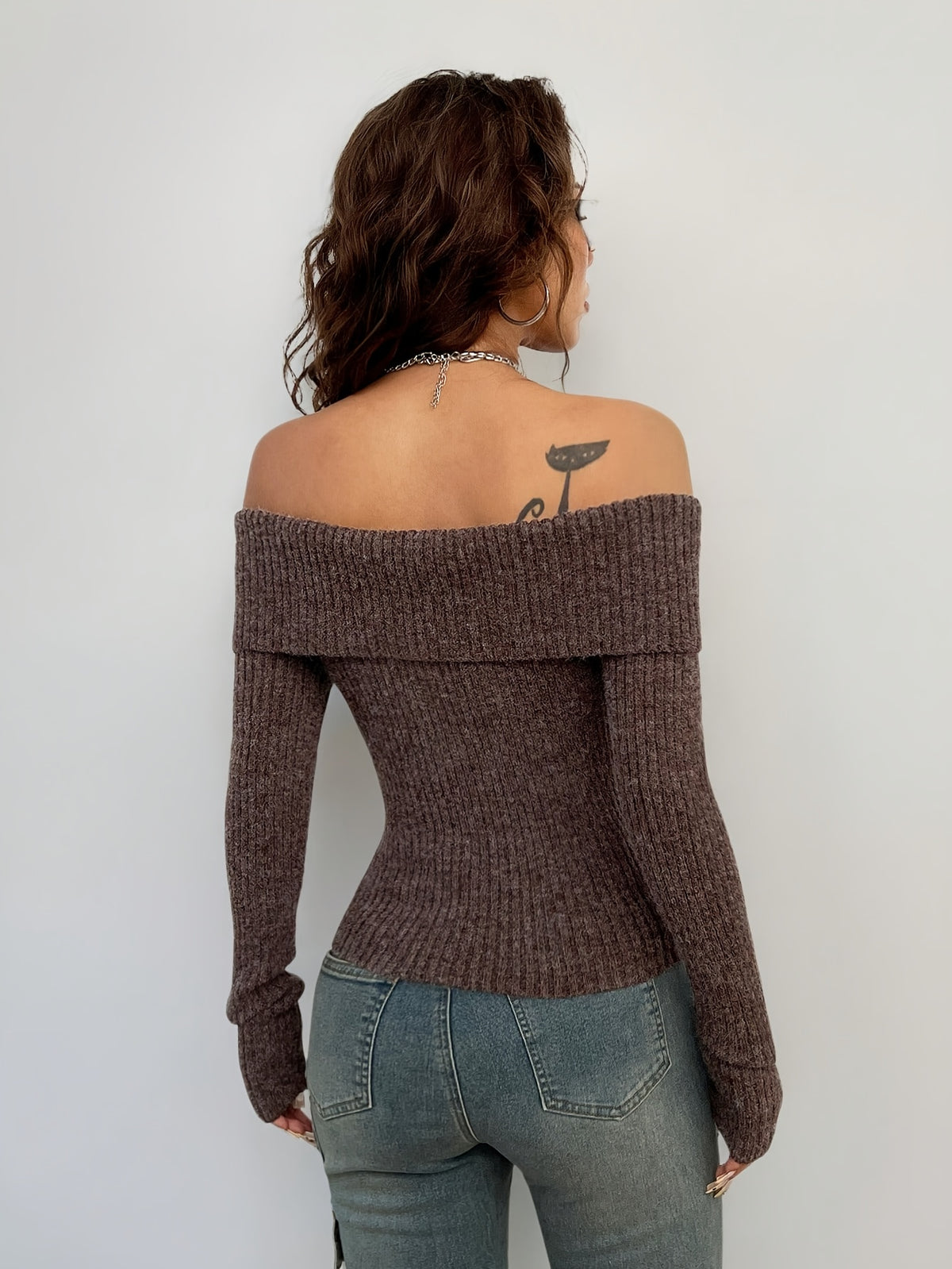 Off Shoulder Fold Over Ribbed Crop Top