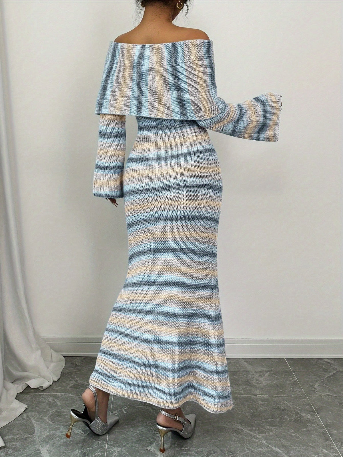 Off Shoulder Striped Top & Maxi Skirt Set