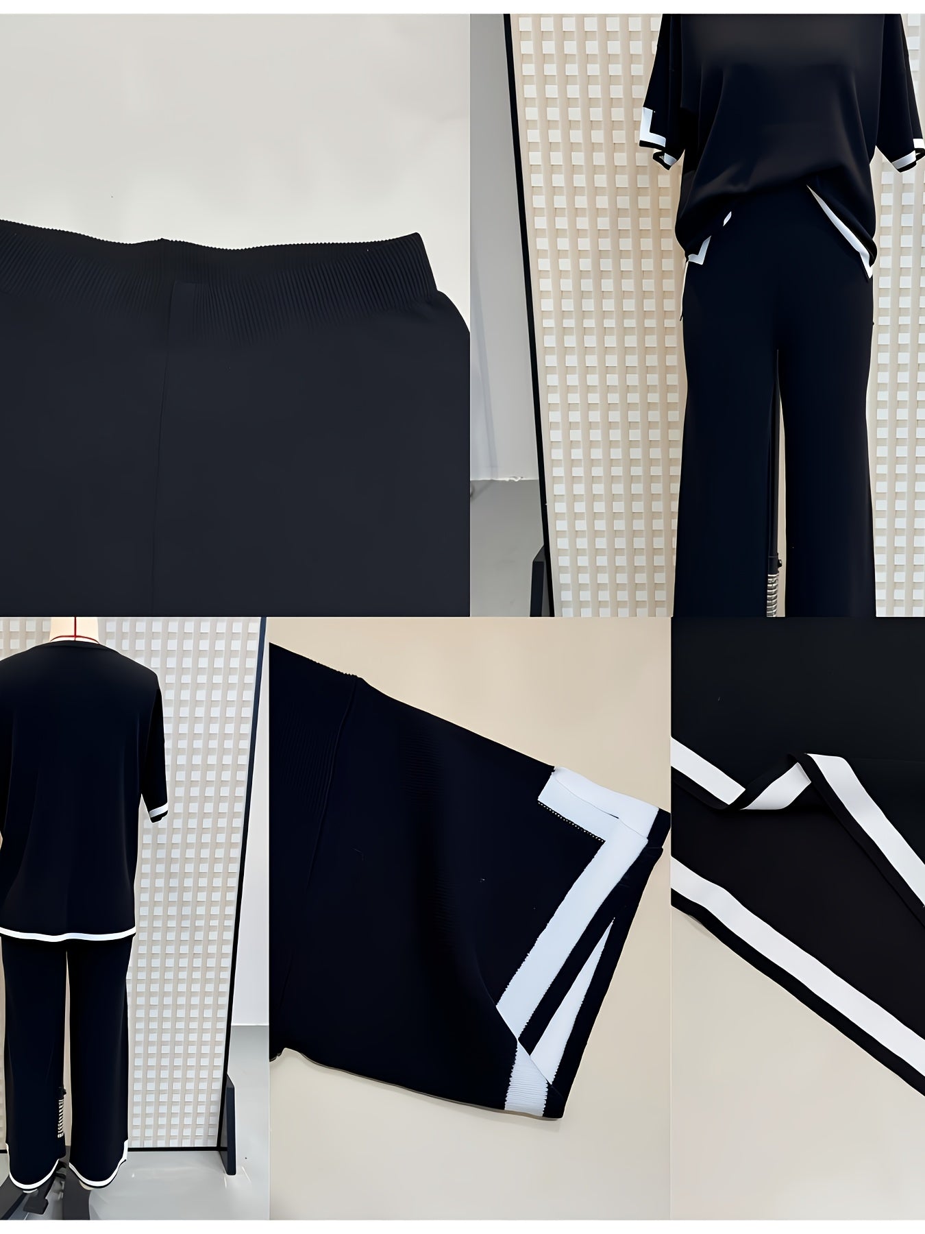 Contrast Trim Knit Outfit Set