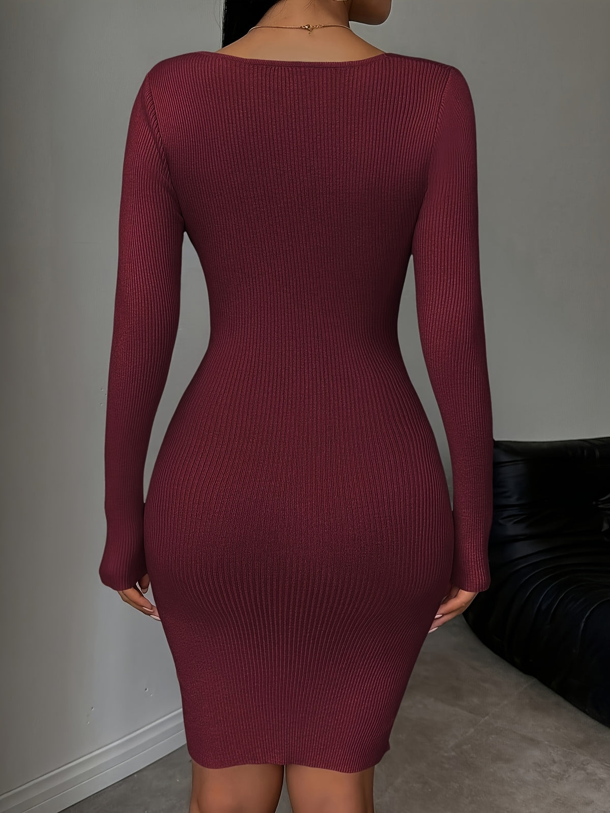 Ruched Wrap Front Knit Mini Dress