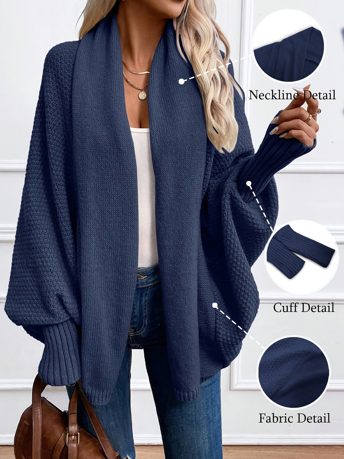 Shawl Collar Batwing Cocoon Cardigan
