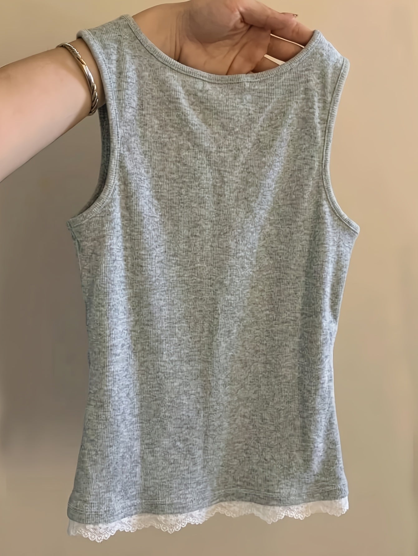 Lace Trim Sleeveless Knit Vest