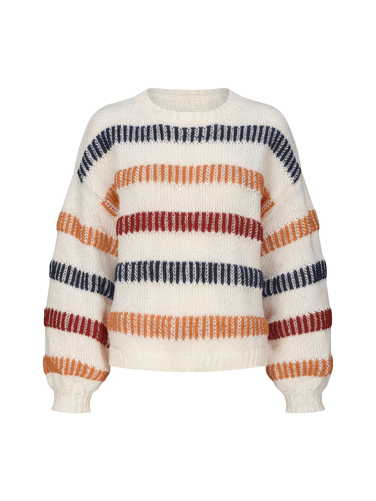 Colorful Stripe Oversized Sweater - JOYSONS