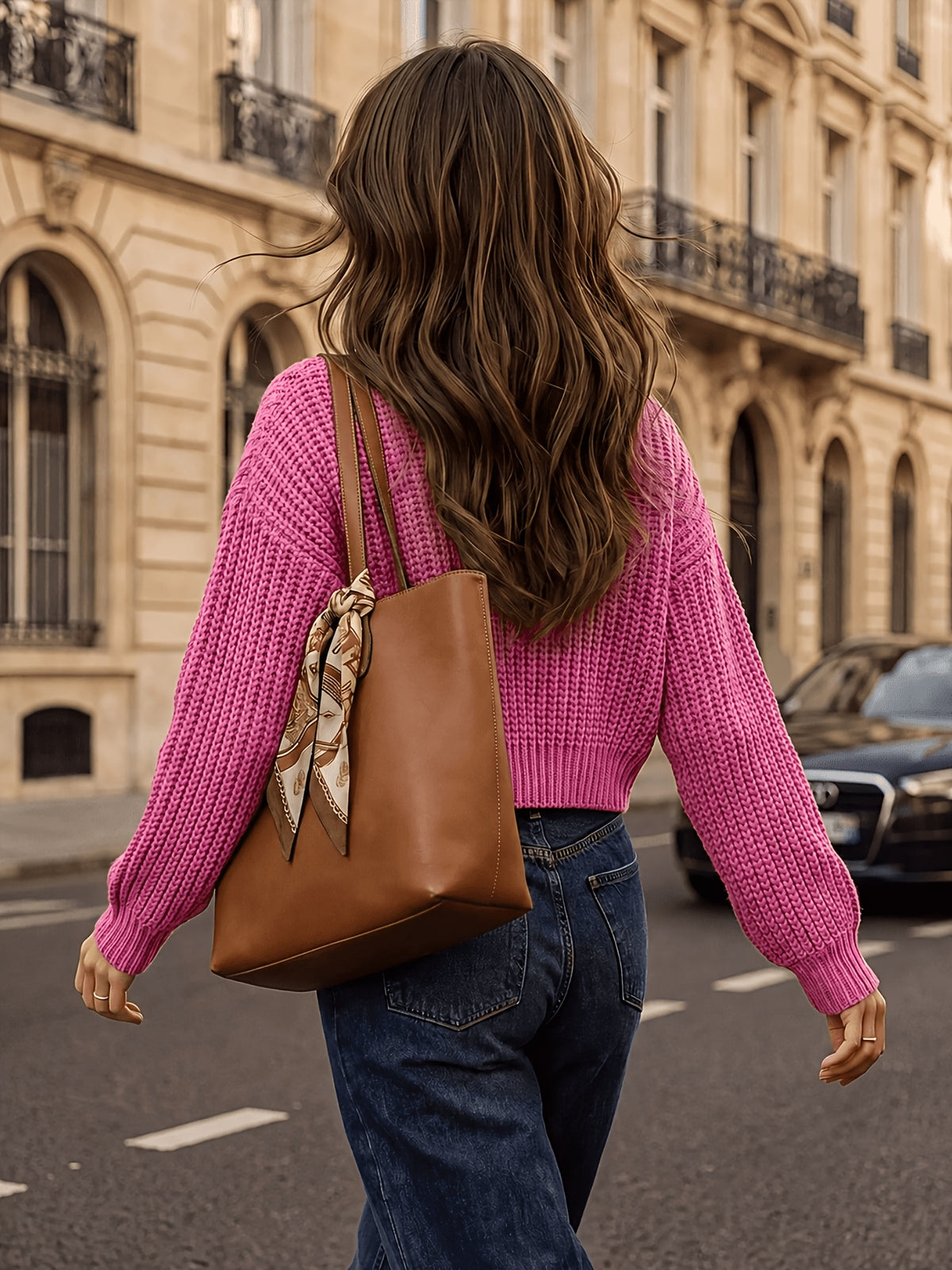 Chunky Cropped V-Neck Cardigan