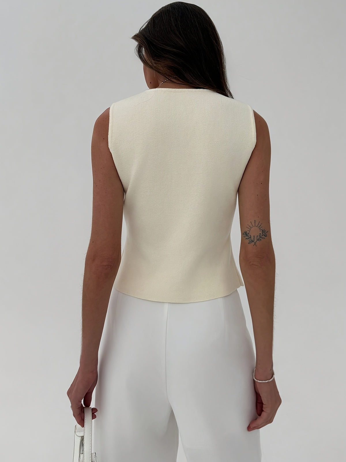 Gold Button V-Neck Sweater Vest