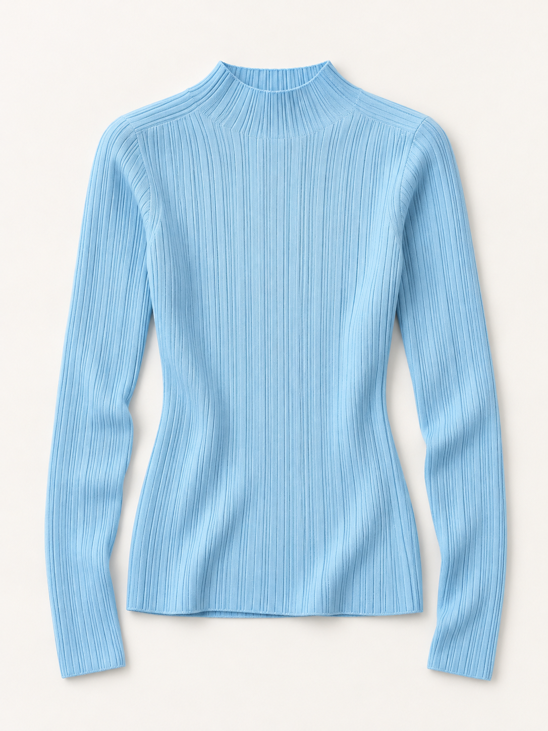Mock-Neck Knit Top in Sky Blue — product front