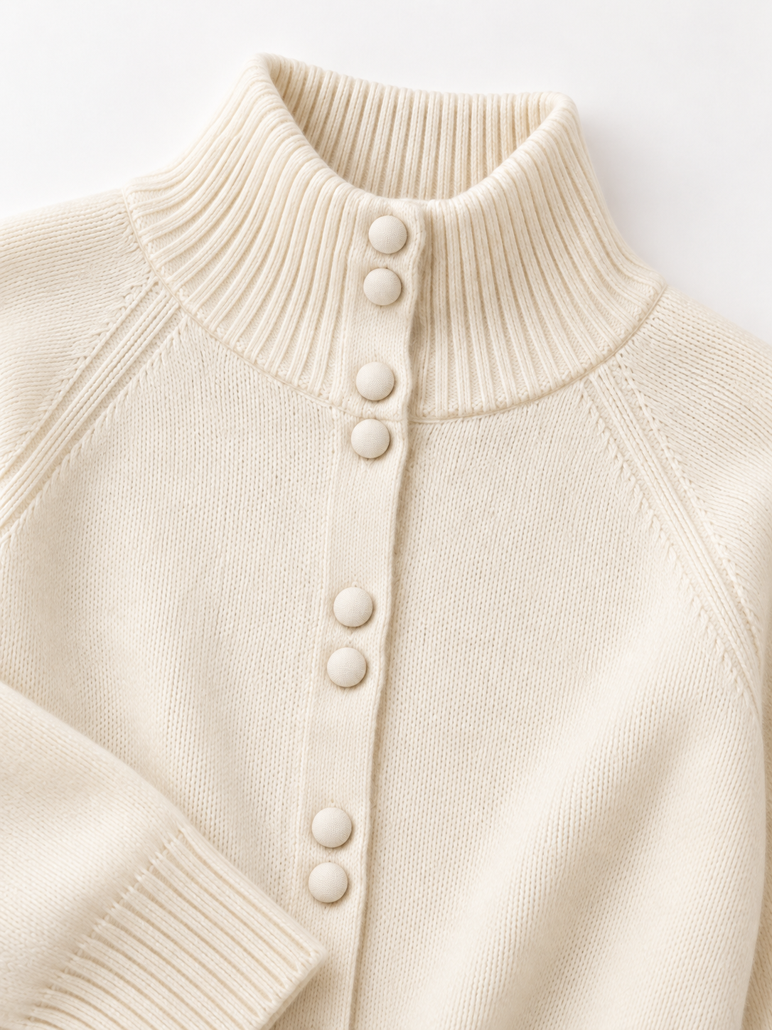 Layered-Look Knit Cardigan in White — knit detail
