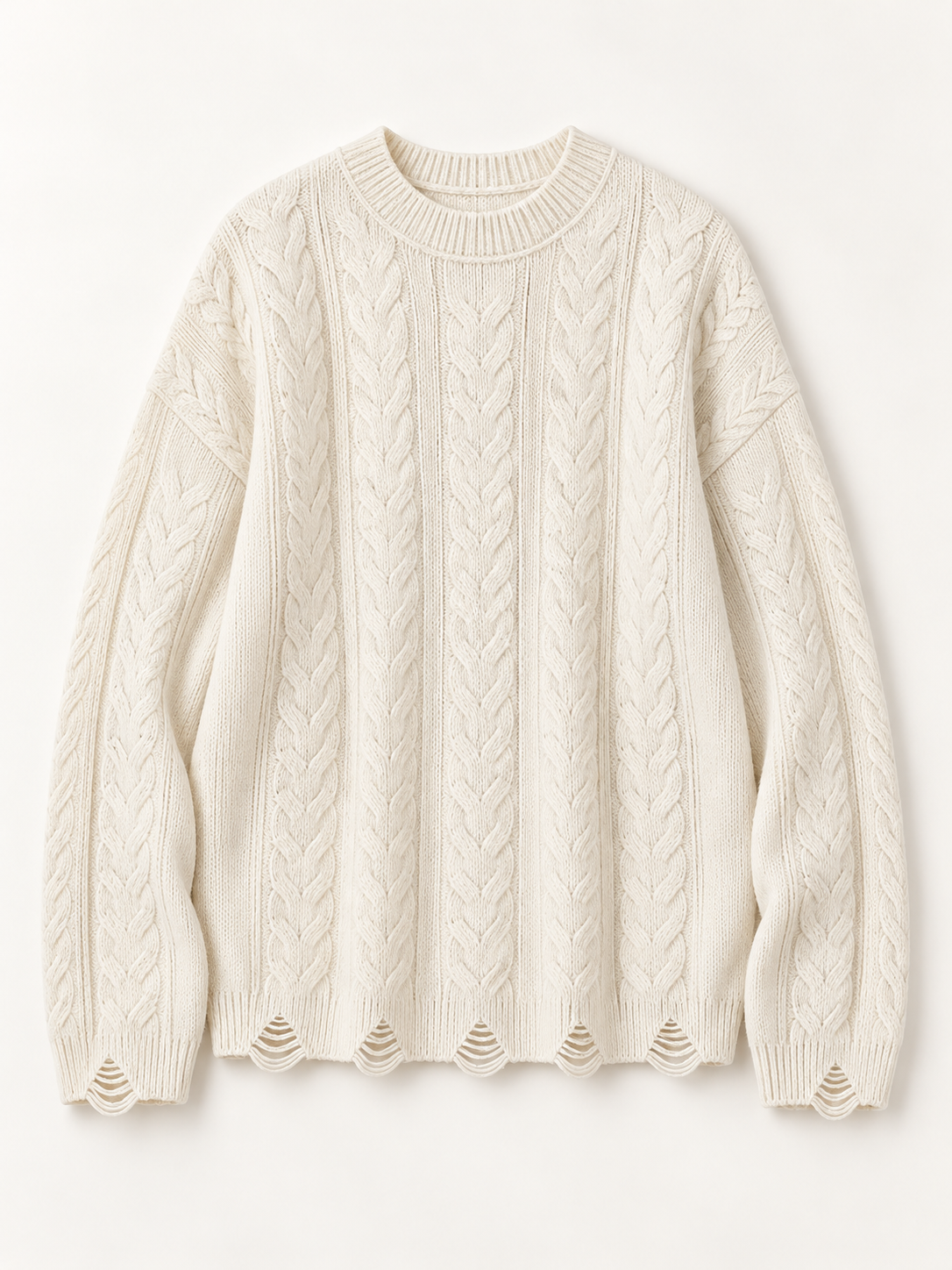 Cable-Knit Sweater in White — product front