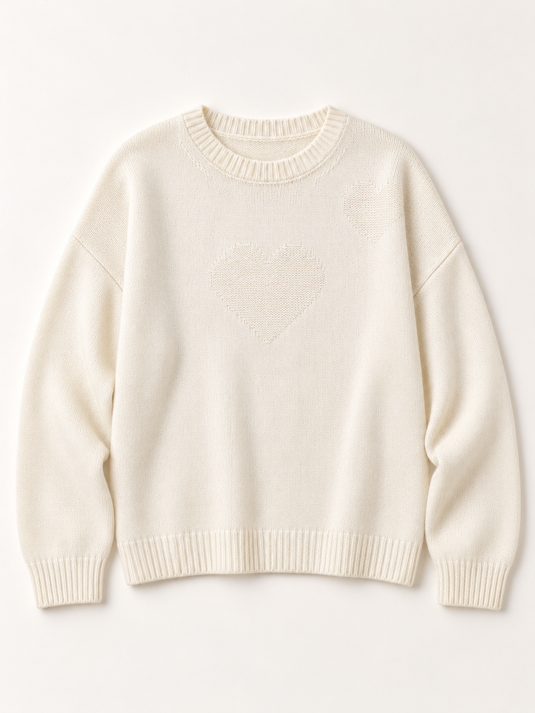 Tonal Jacquard Crewneck Sweater in White — product front