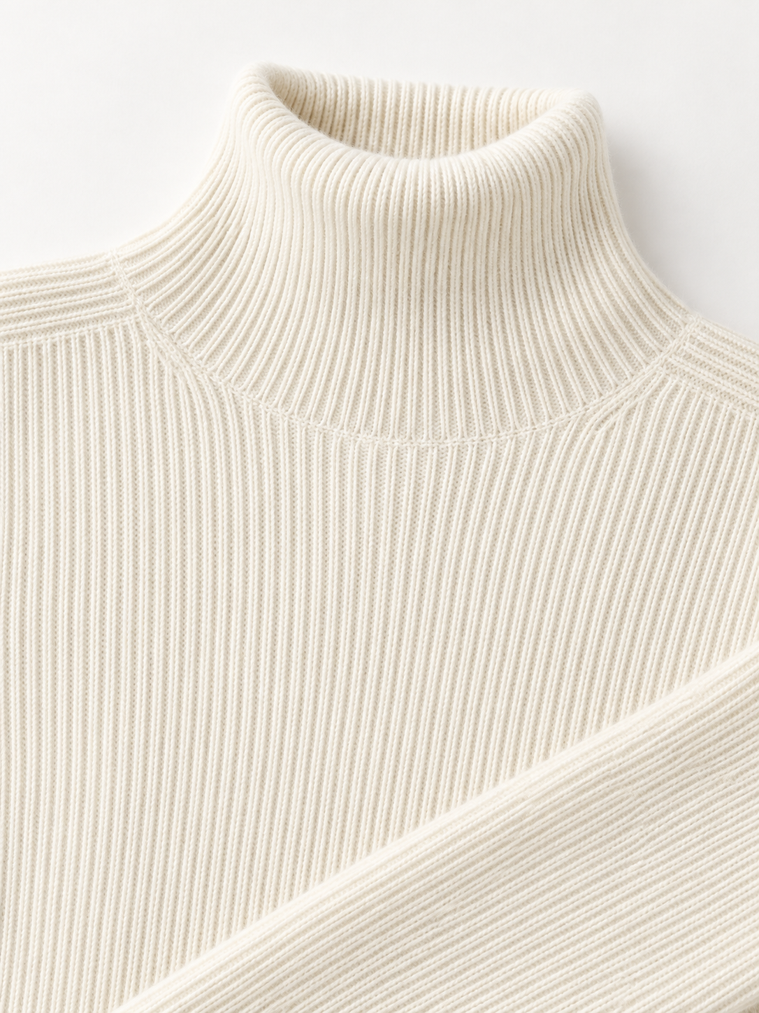 Fine-Rib Turtleneck Sweater — knit detail